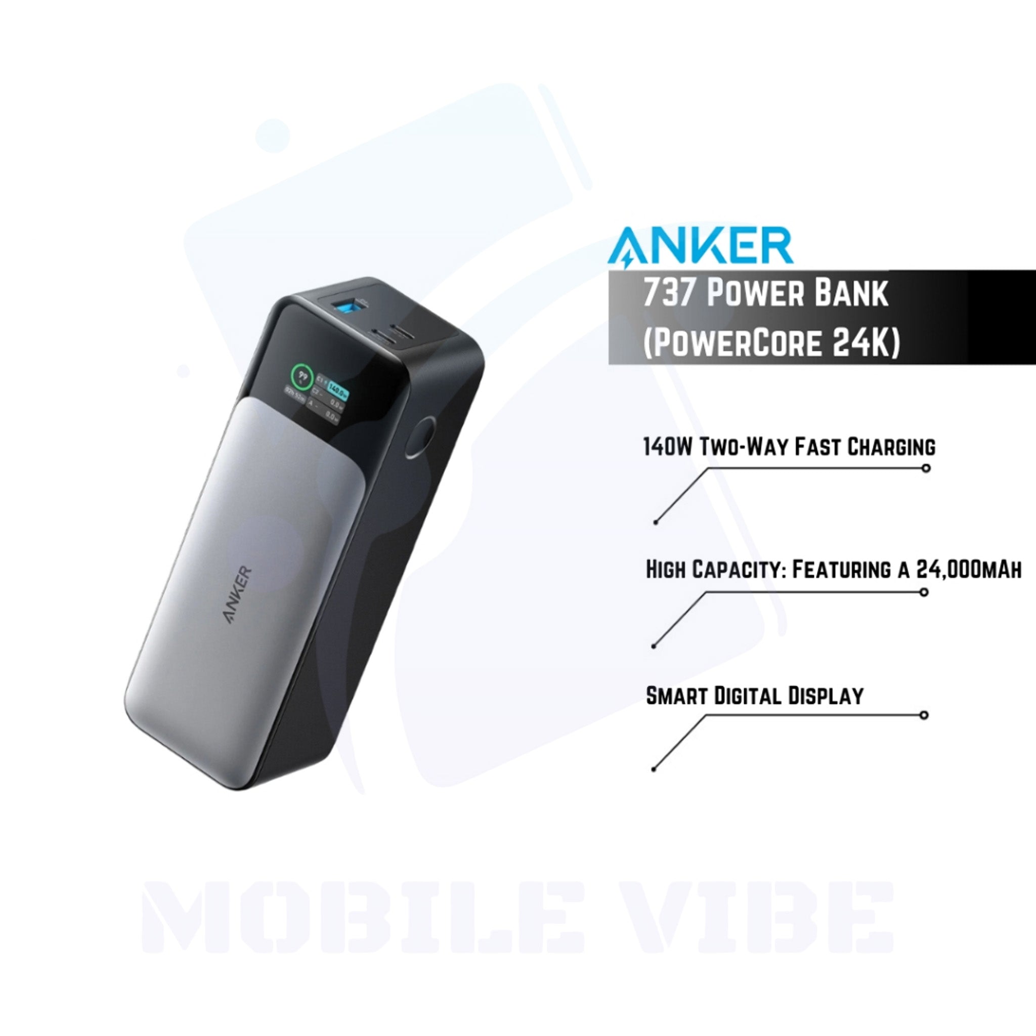 Anker 737 Power Bank (PowerCore 24K) - 24,000mAh Ultra-Fast Charging Power Bank specifications