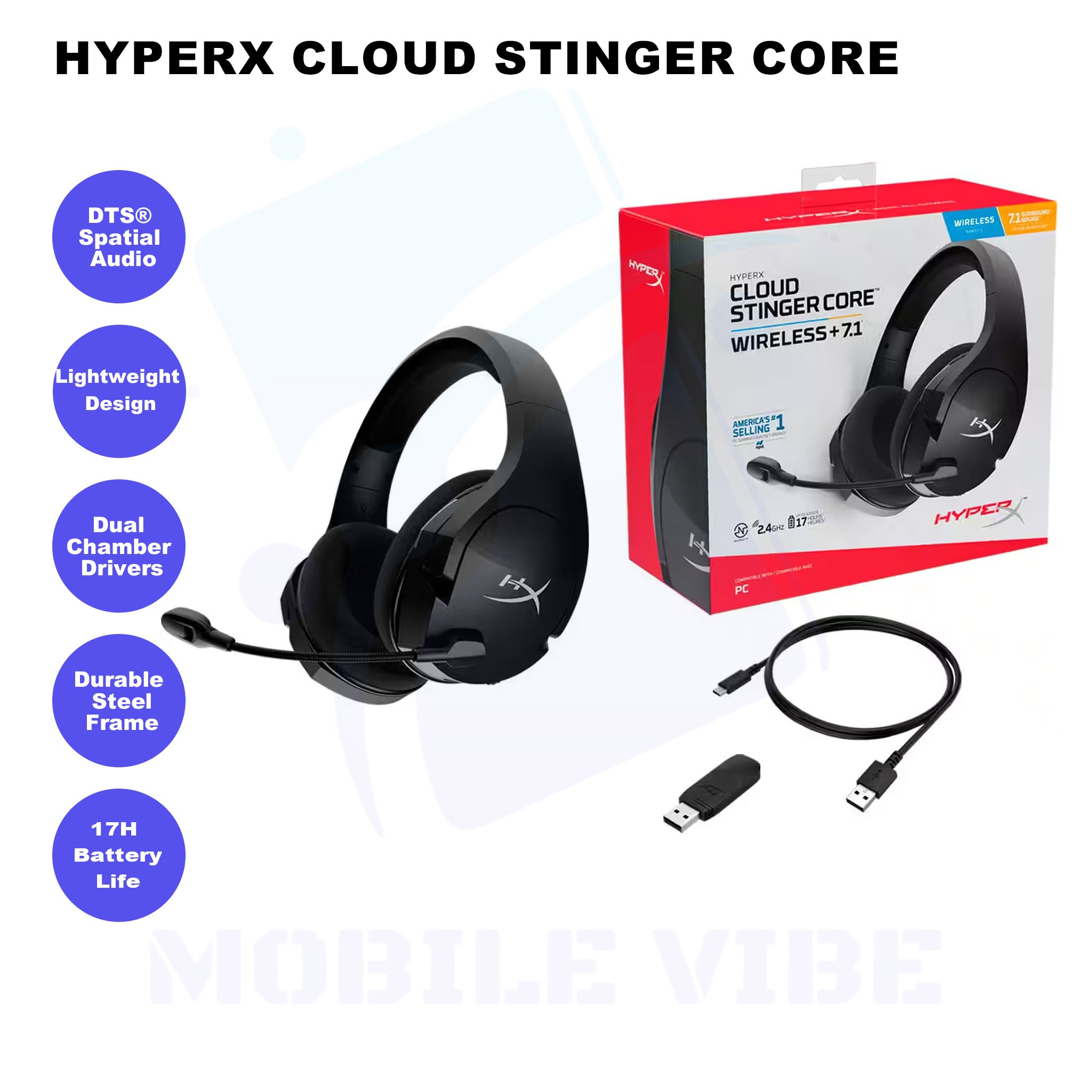 HyperX Cloud Stinger Core Wireless Gaming Headset features