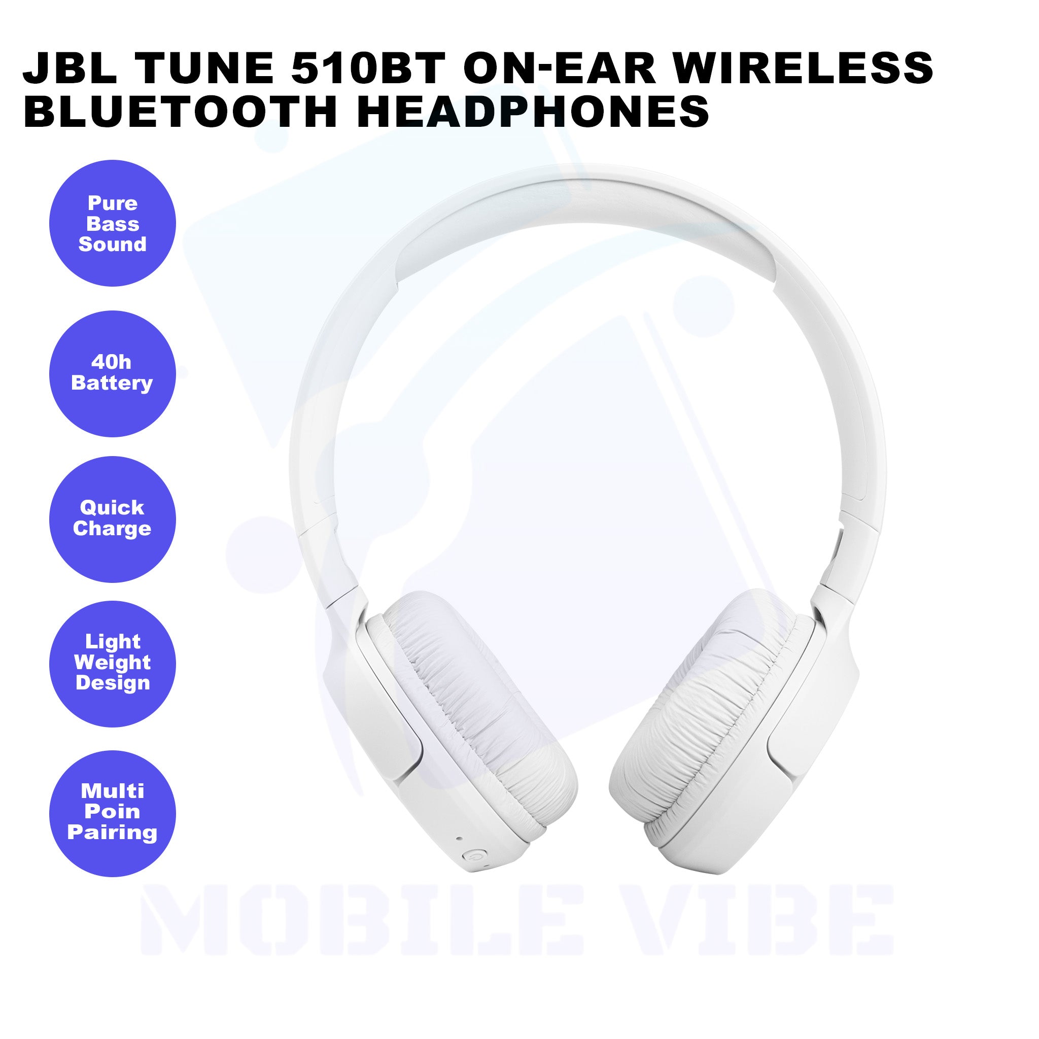 JBL Tune 510BT On-ear Wireless Bluetooth Headphones Features
