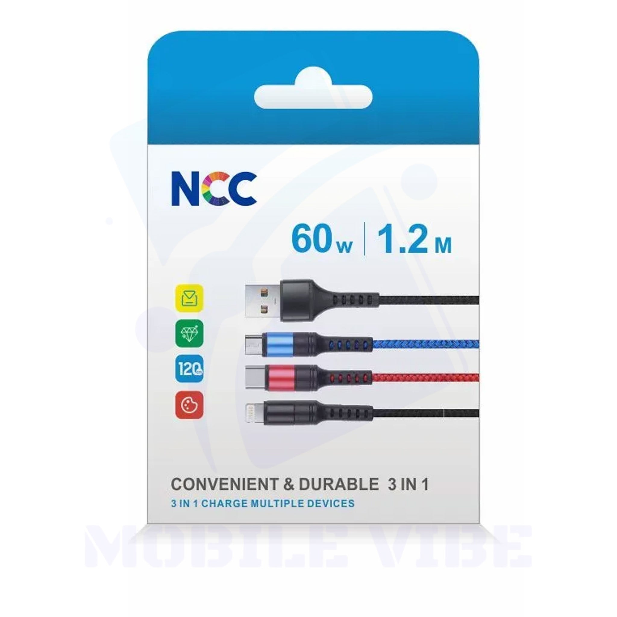 NCC 3-in-1 Multi-Device Charging Cable Packed