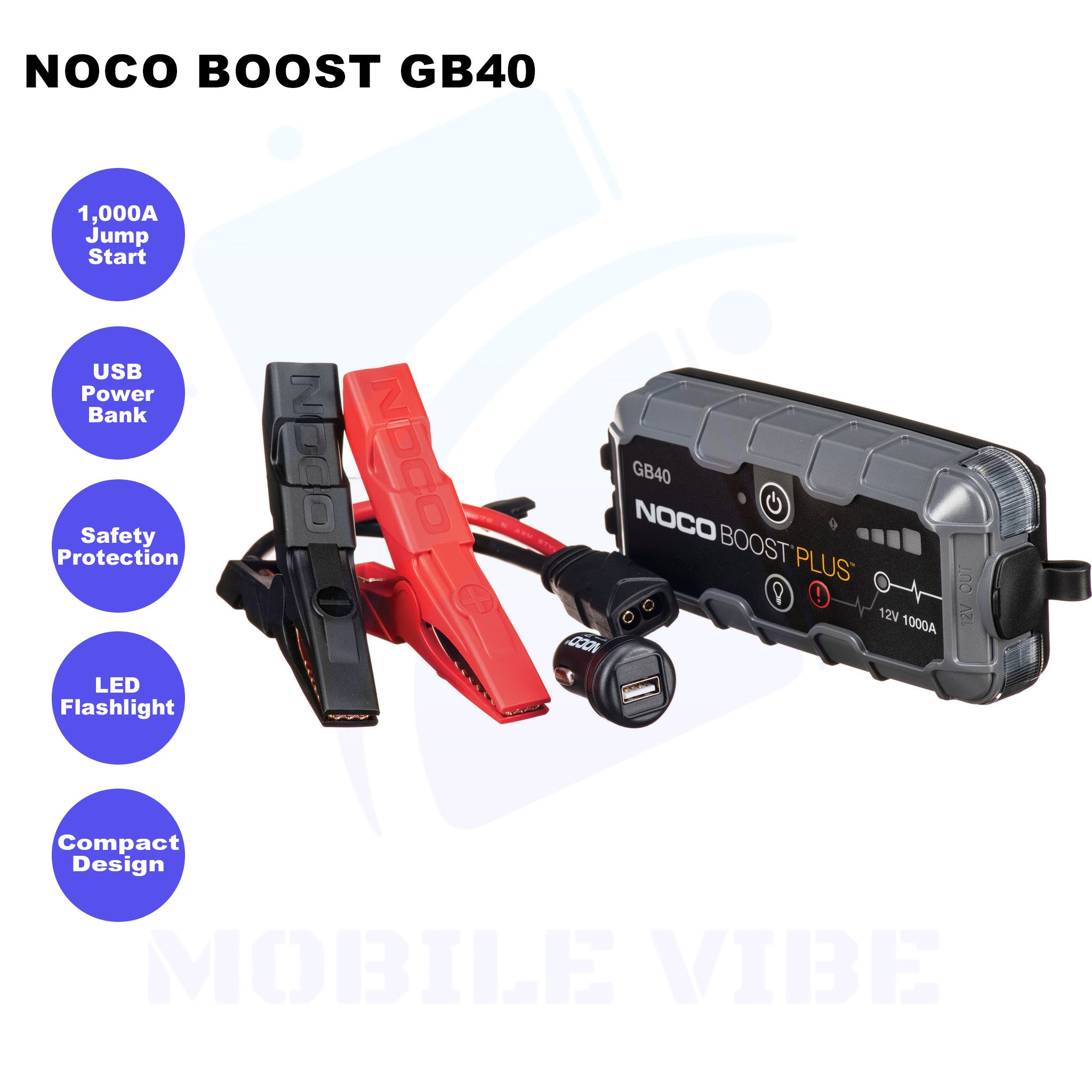 NOCO Boost GB40 – 1,000A UltraSafe Portable Jump Starter & Power Bank Features