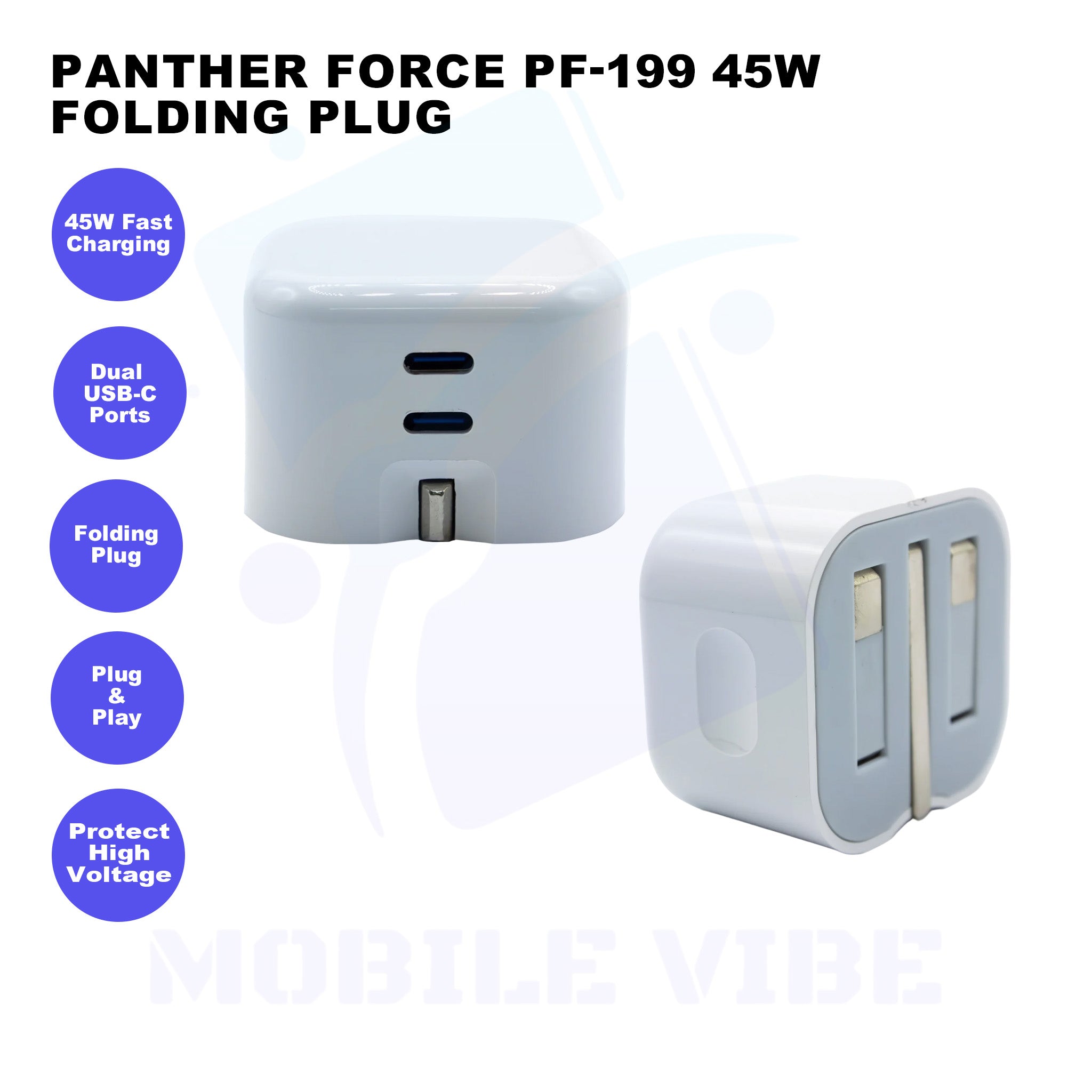 Panther Force PF-199 45W Folding Plug features