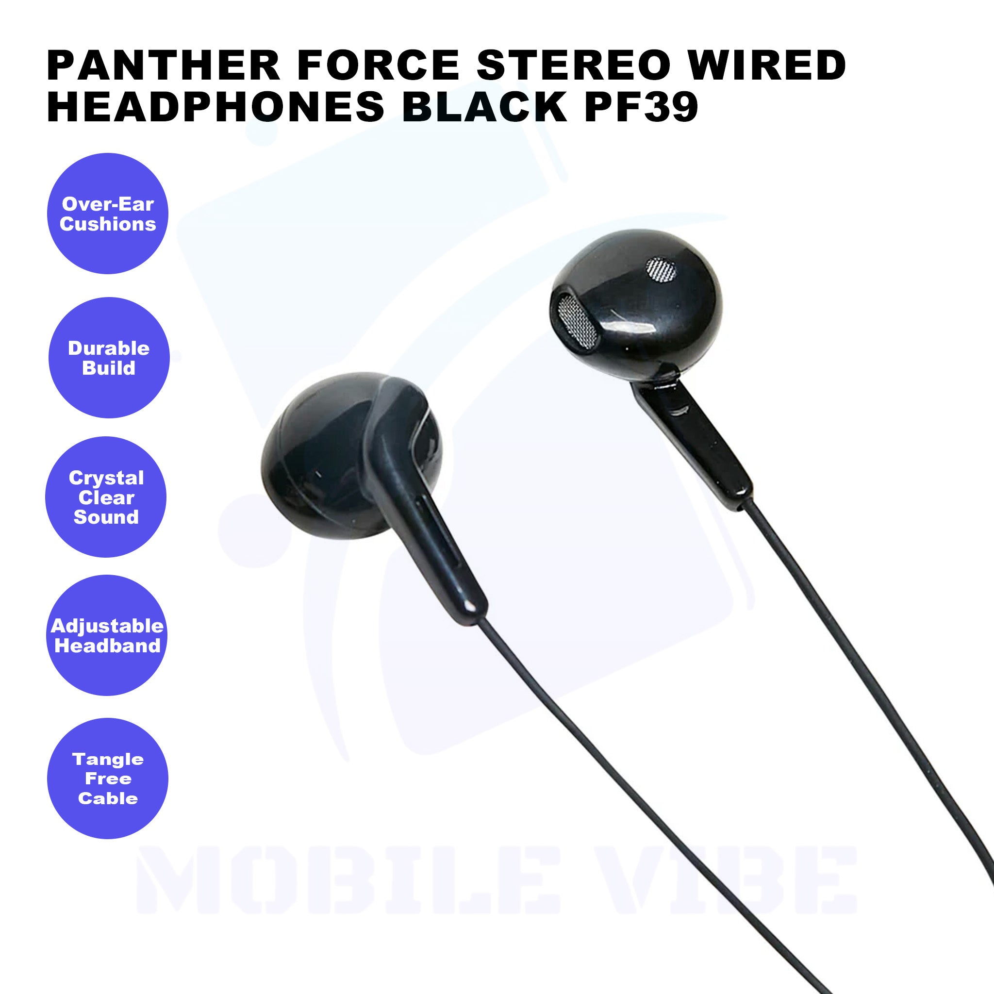 Panther Force Stereo Wired Headphones Black PF39 Features