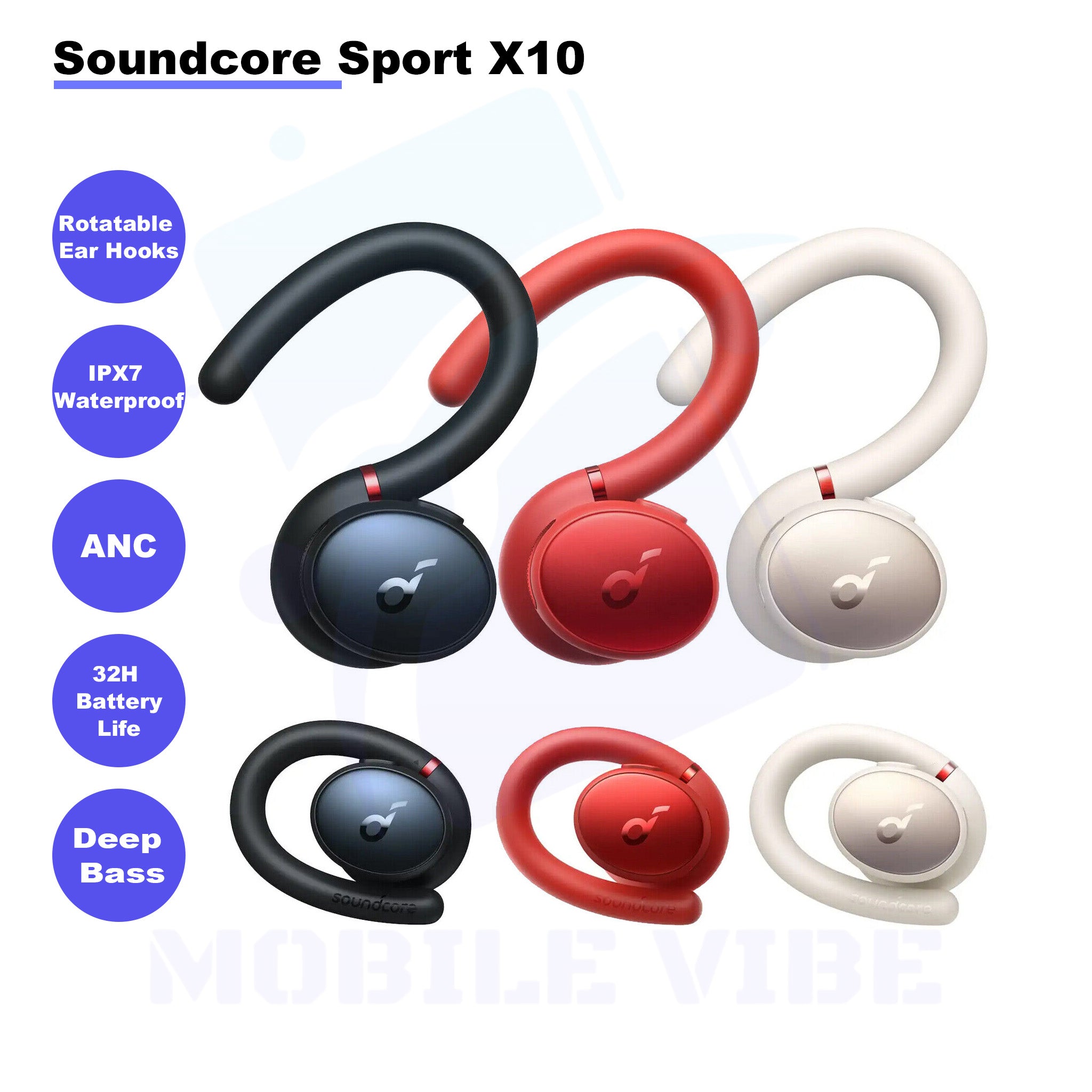 Soundcore Sport X10 - Rotatable Noise Cancelling Earbuds features