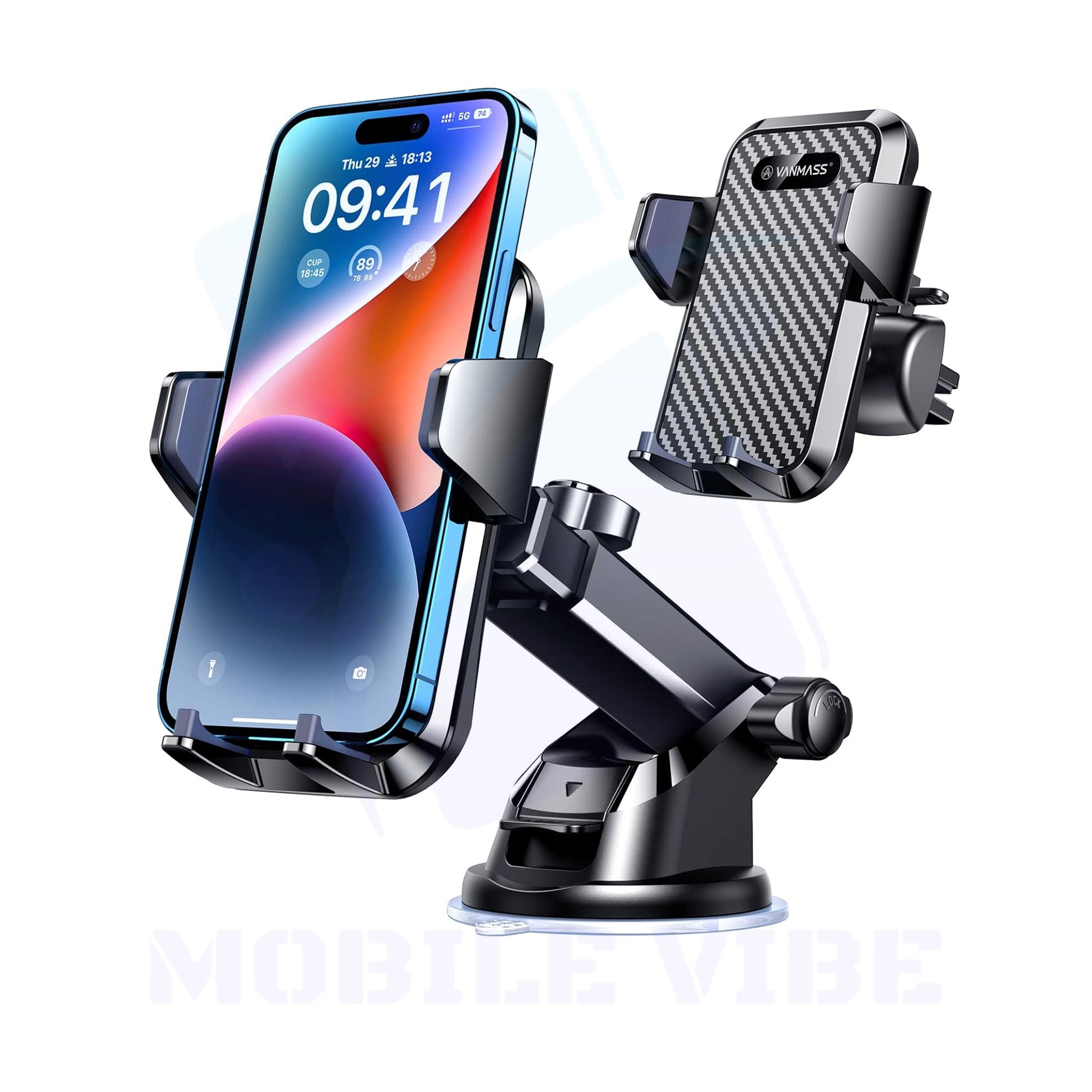 VANMASS Heavy‑Duty Car Phone Mount – Suction, Vent & Dash/Mount