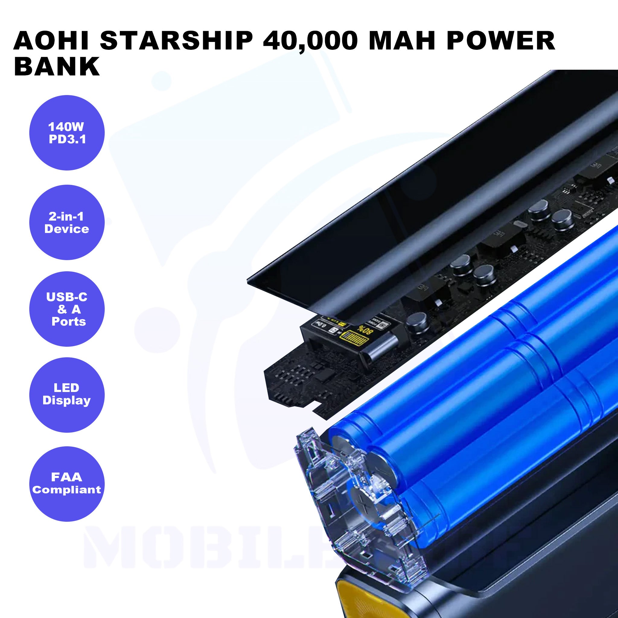 AOHI Starship – 40,000 mAh PD3.1 140W Power Bank Features
