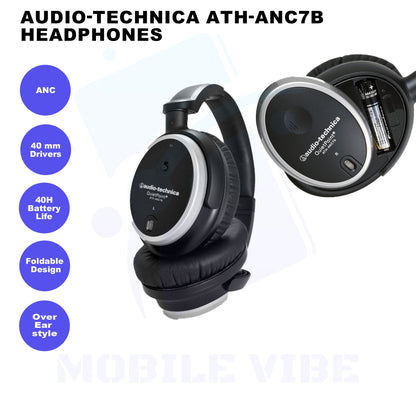 Audio-Technica ATH-ANC7B QuietPoint Active Noise-Cancelling Headphones features