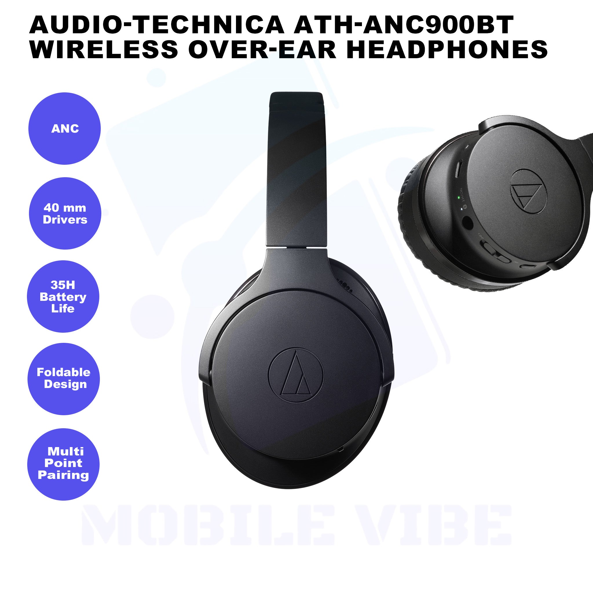 Audio-Technica ATH-ANC900BT Wireless Noise-Cancelling Over-Ear Headphones features