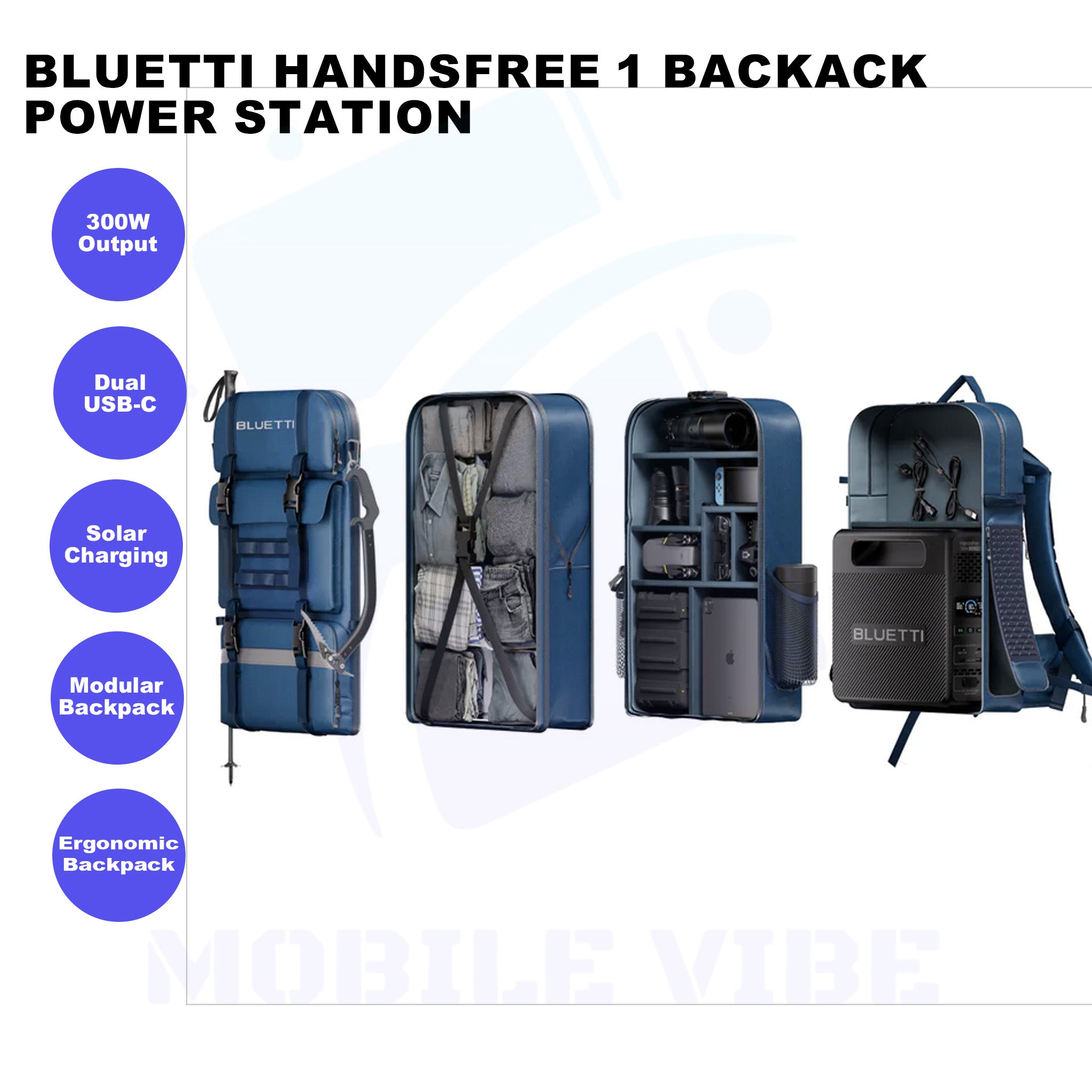 BLUETTI Handsfree 1 – Power-Backpack with 268 Wh 300 W Portable Power Station Features