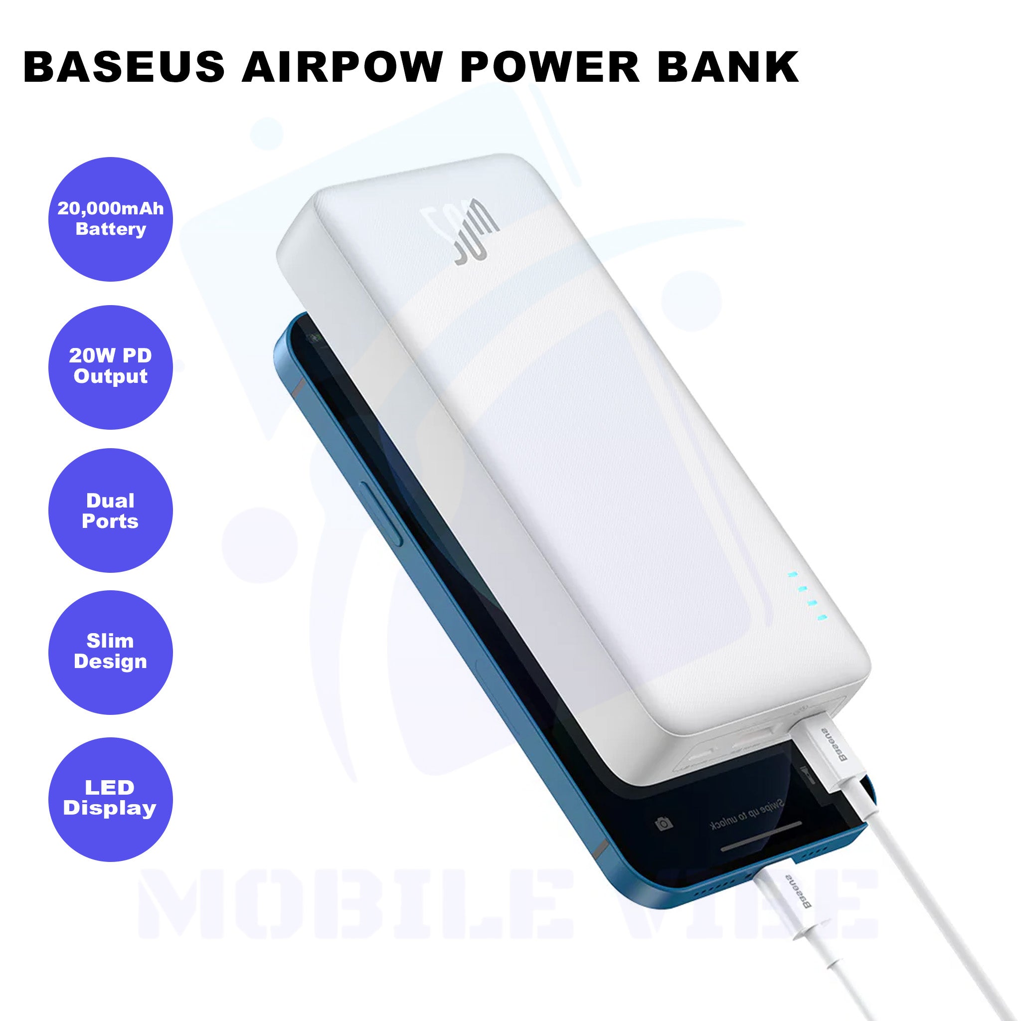 Baseus Airpow – 20W PD Fast Charging 20,000 mAh Power Bank Features