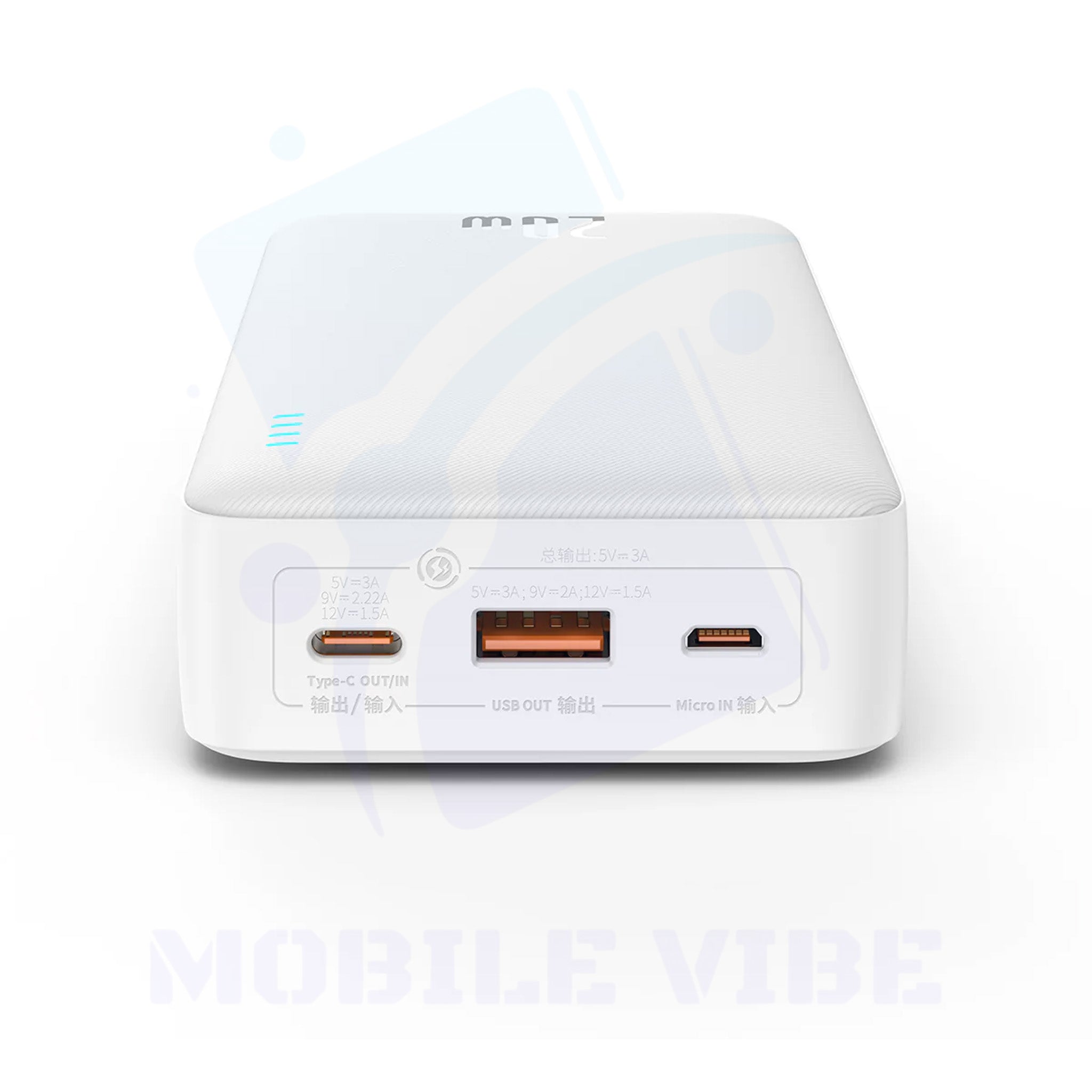 Baseus Airpow – 20W PD Fast Charging 20,000 mAh Power Bank ports view