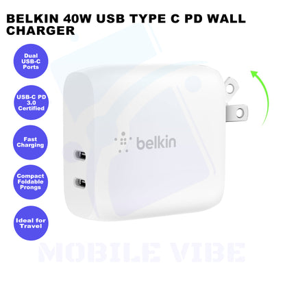 Belkin 40W USB Type C PD Wall Charger Features