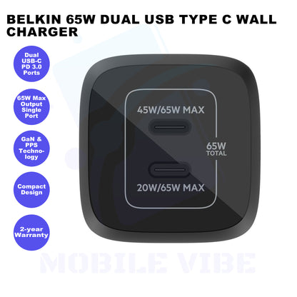 Belkin 65W Dual USB Type C Wall Charger Features