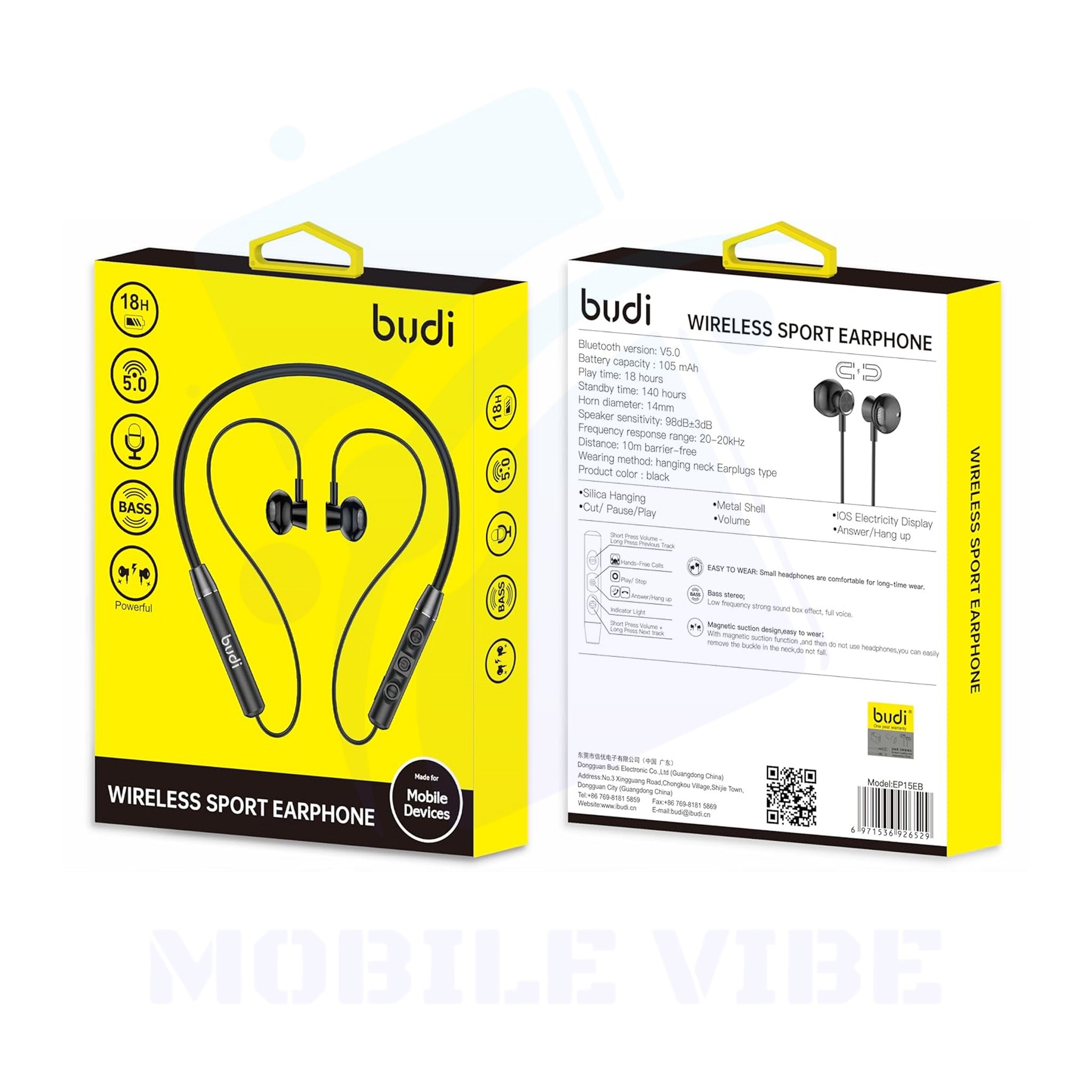 Budi Bluetooth Noise-Canceling Earphones Packed