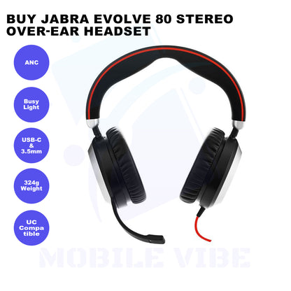 Buy Jabra Evolve 80 Stereo Over-Ear Headset With ANC Features