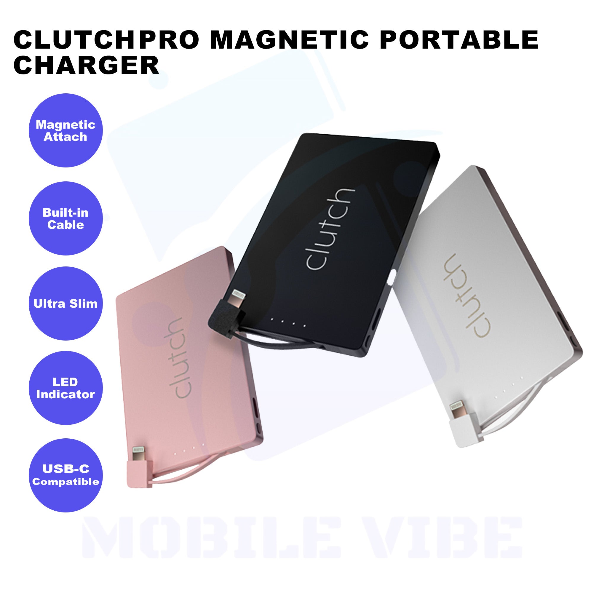 Clutch Pro 5,000 mAh Magnetic USB‑C Portable Charger Features