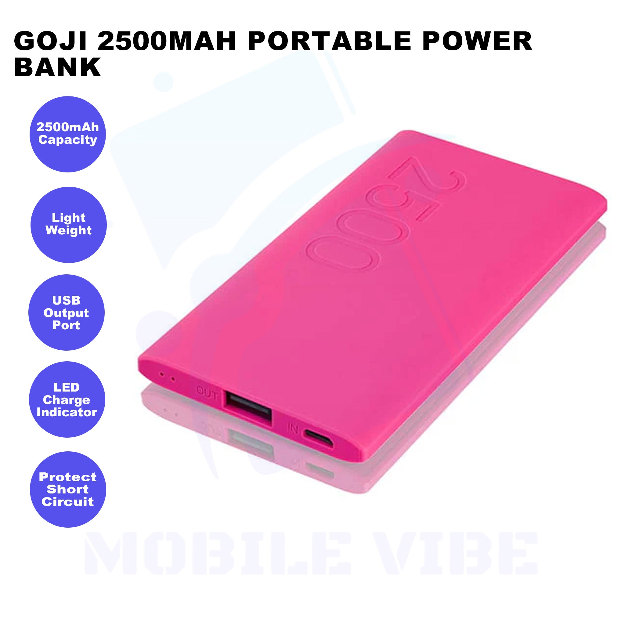 Goji 2500mAh Portable Power Bank Features