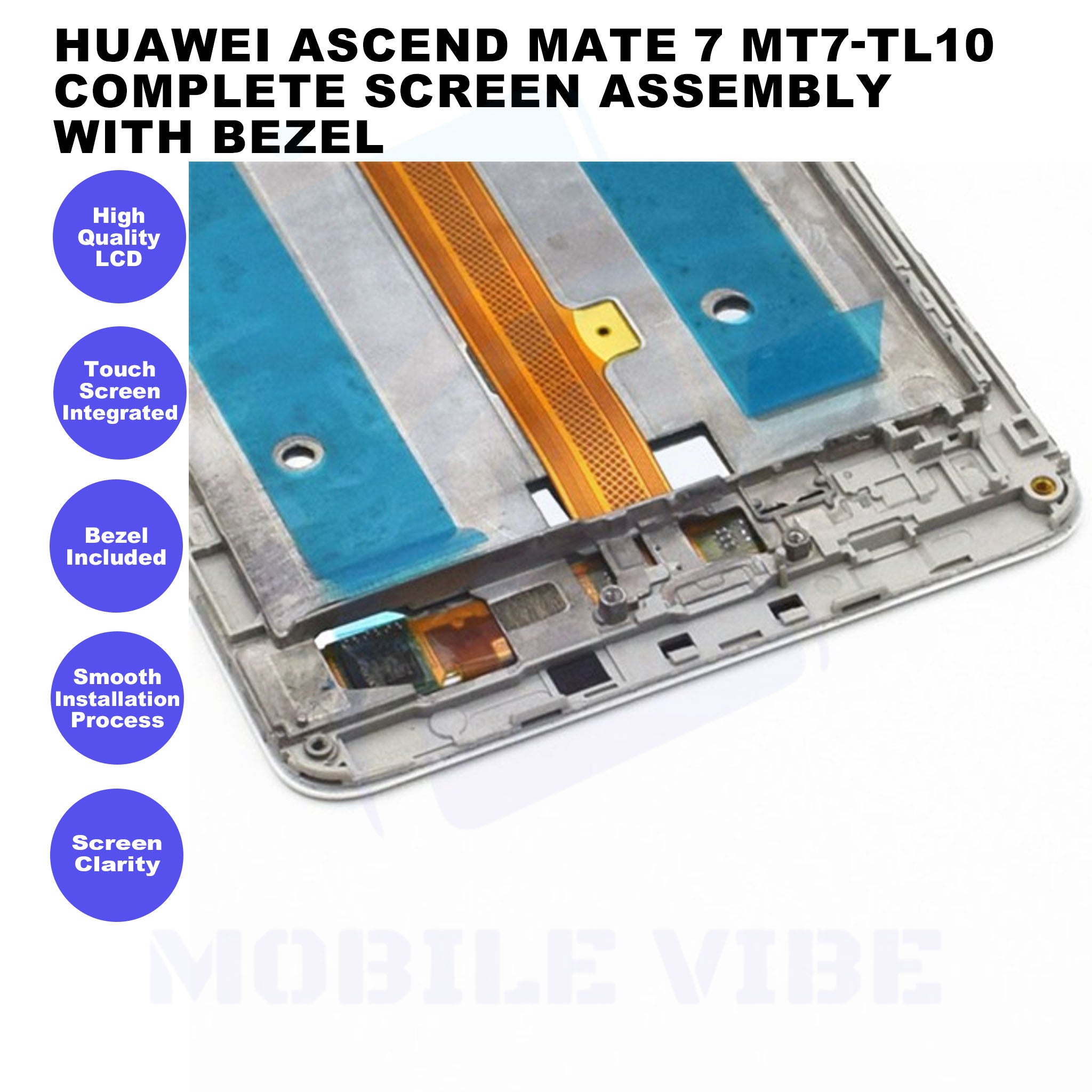 Huawei Ascend Mate 7 MT7-TL10 Complete Screen Assembly with Bezel Features