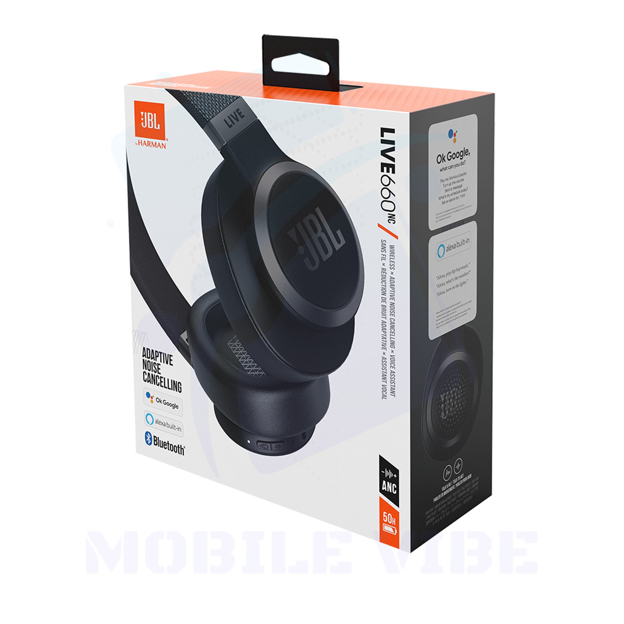JBL Live 660nc Wireless Over-ear Bluetooth Noise-cancelling Headphones Packed