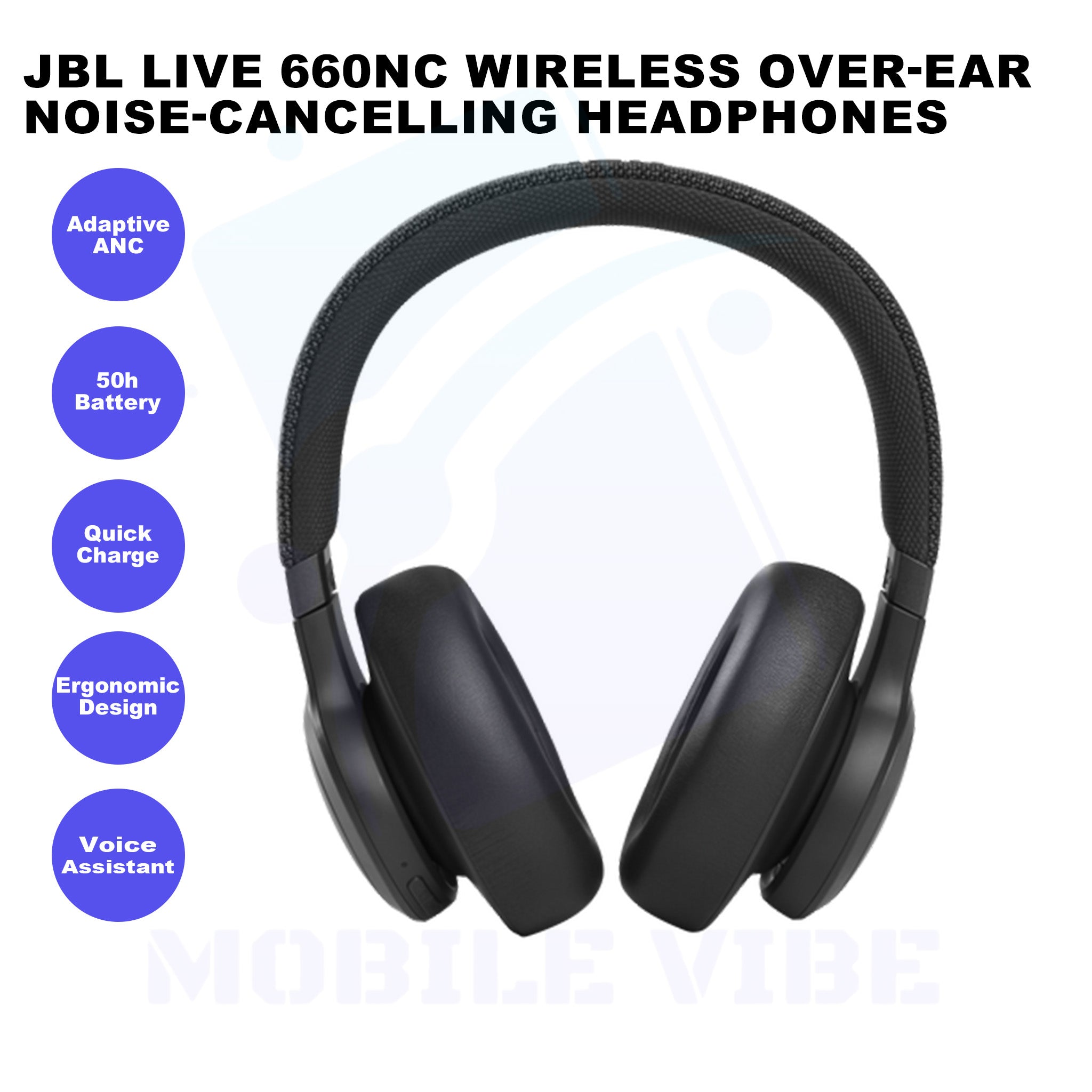 JBL Live 660nc Wireless Over-ear Bluetooth Noise-cancelling Headphones Features