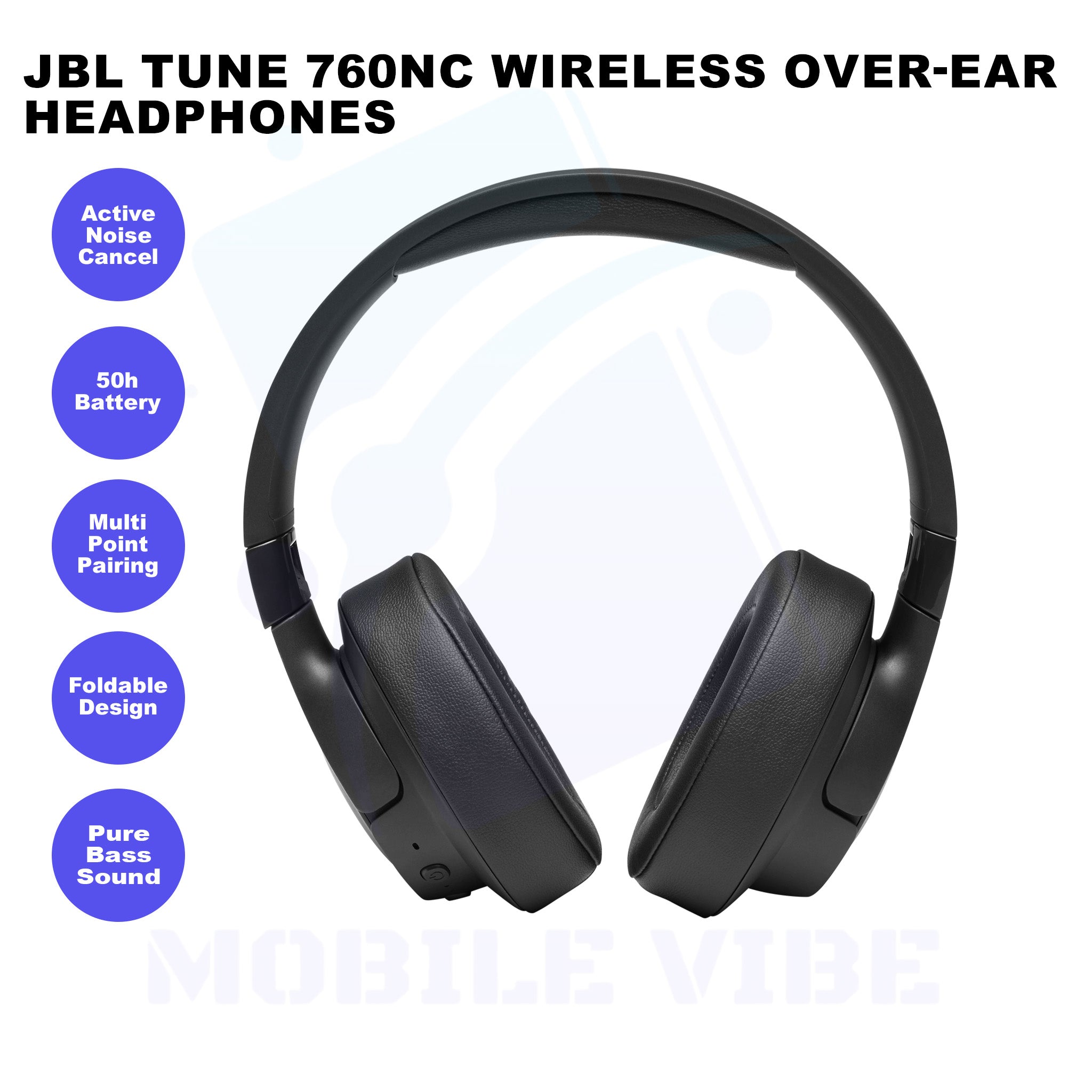 JBL Tune 760NC Wireless Bluetooth Noise-cancelling Over-ear Headphones Features