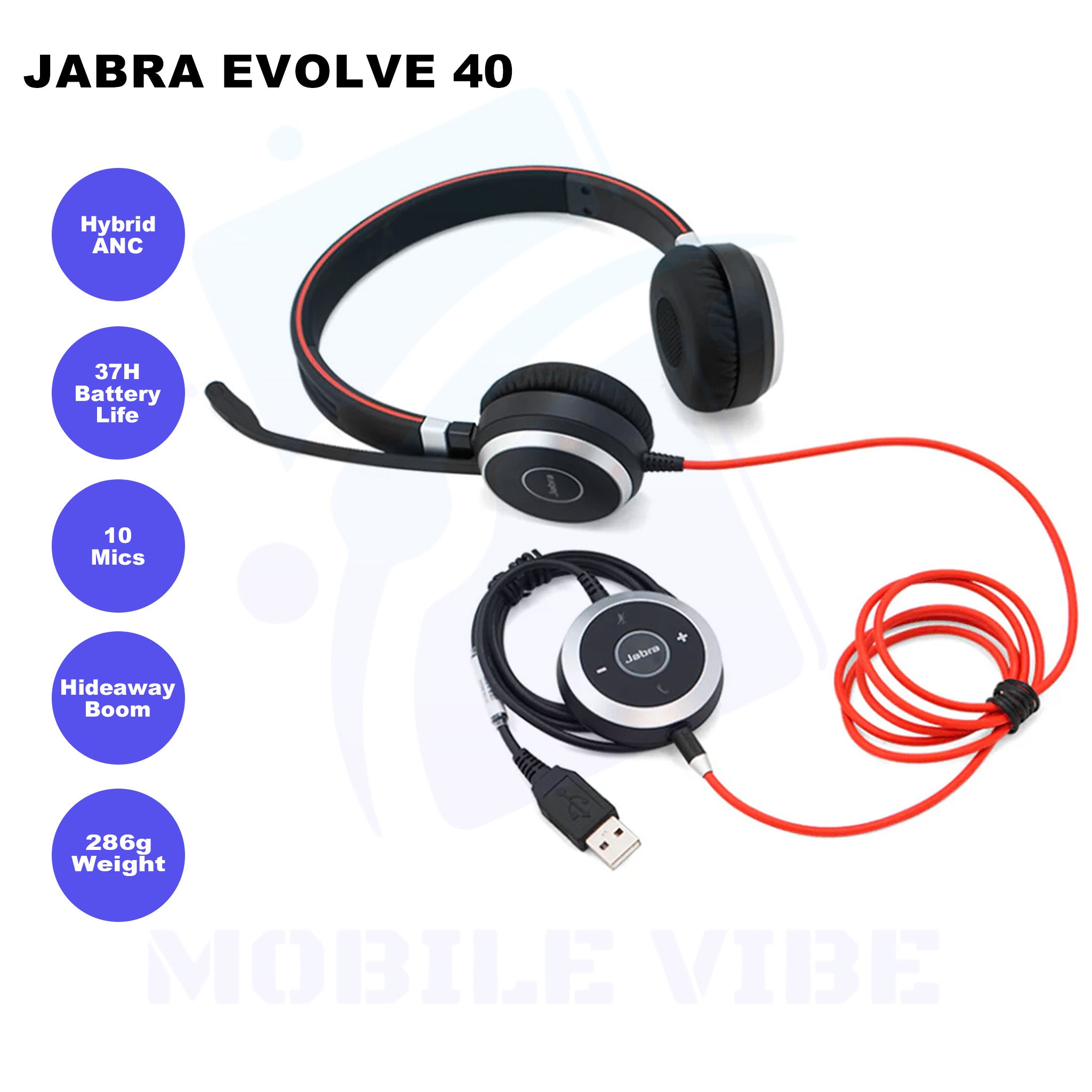 Jabra Evolve 40 – Microsoft Certified On Ear Headphones Features