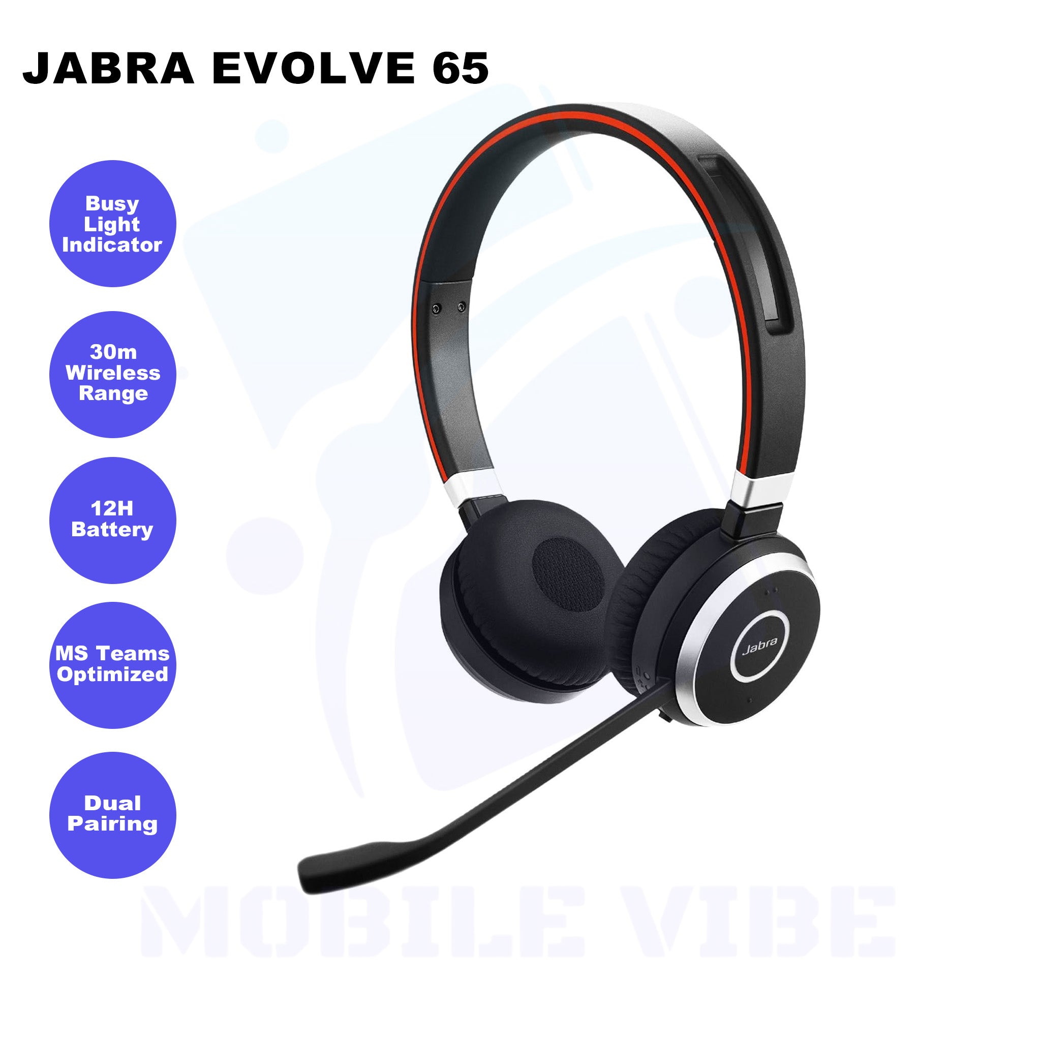 Jabra Evolve 65 Wireless Bluetooth On-Ear Headphones Features