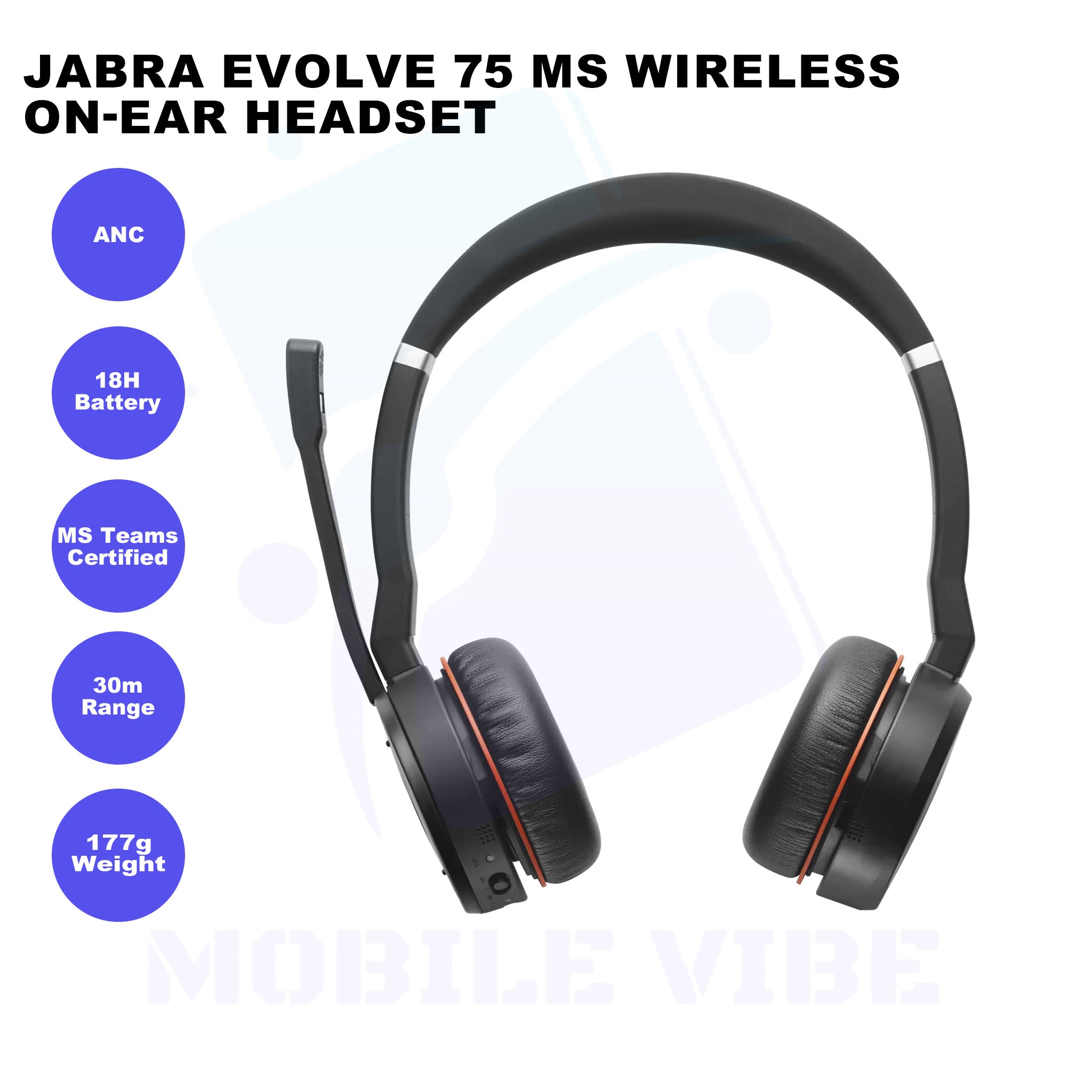 Jabra Evolve 75 MS Wireless On-Ear Headset Features