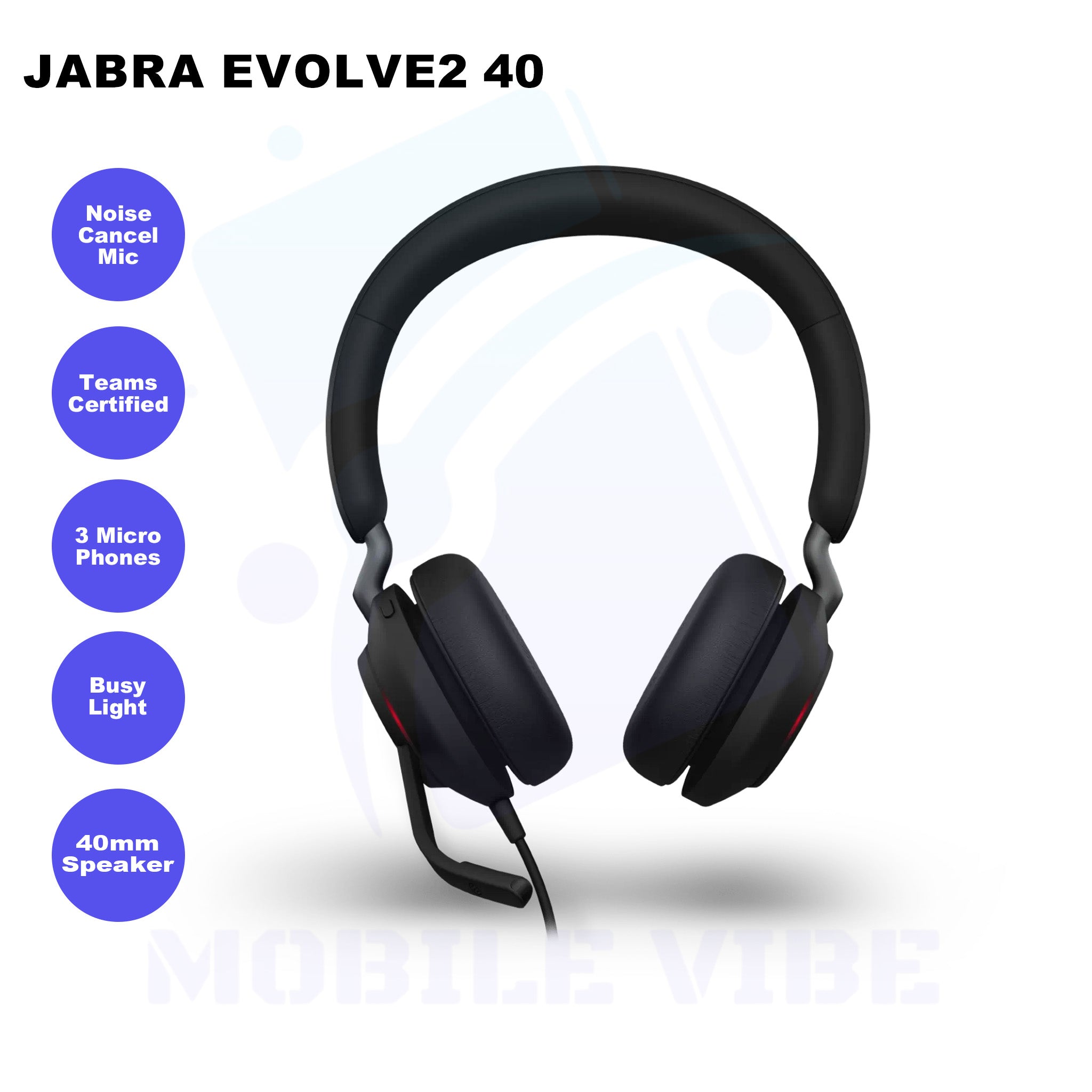 Jabra Evolve2 40 Noise Cancelling Stereo Headphones Features