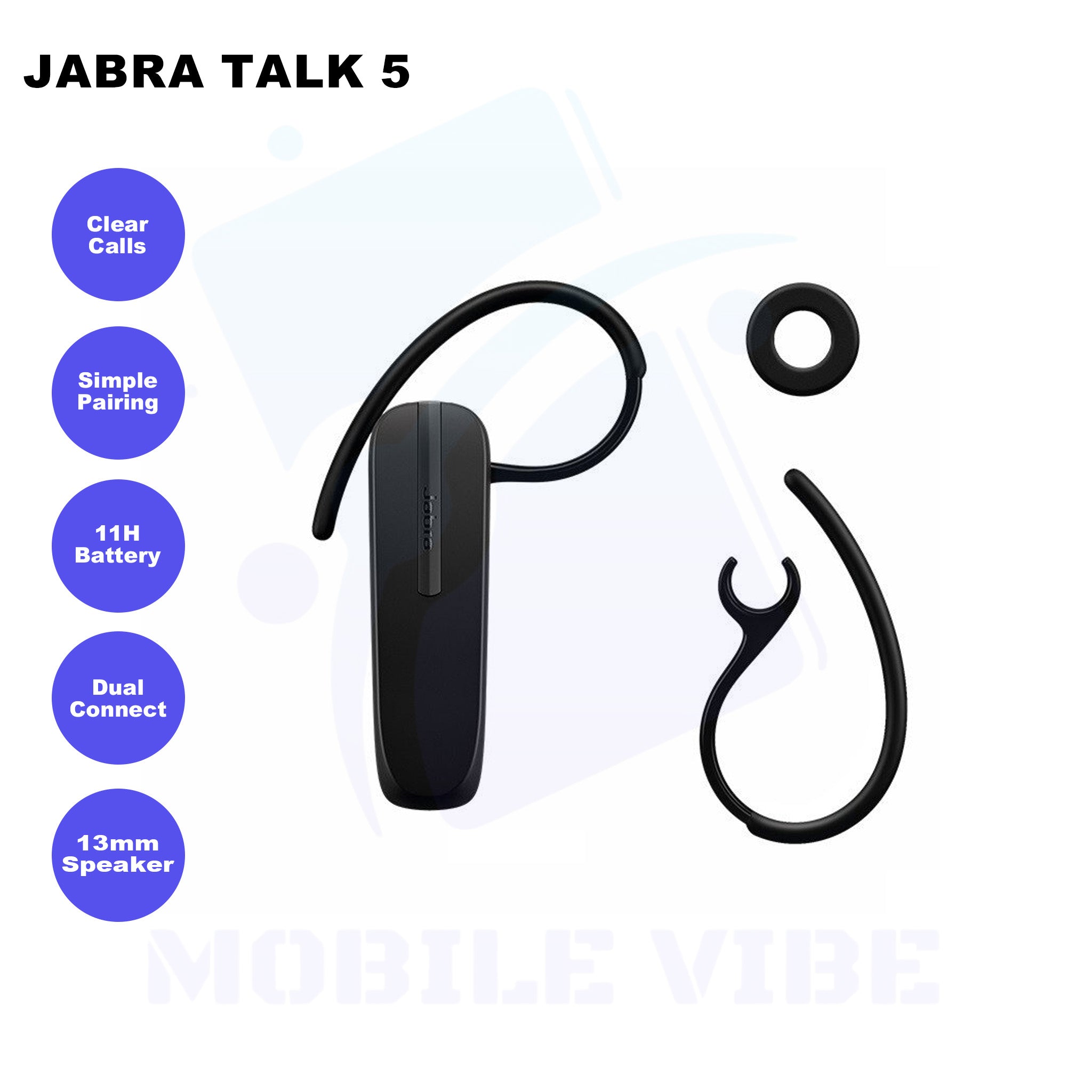 Jabra Talk 5 Mono In-Ear Headset Features