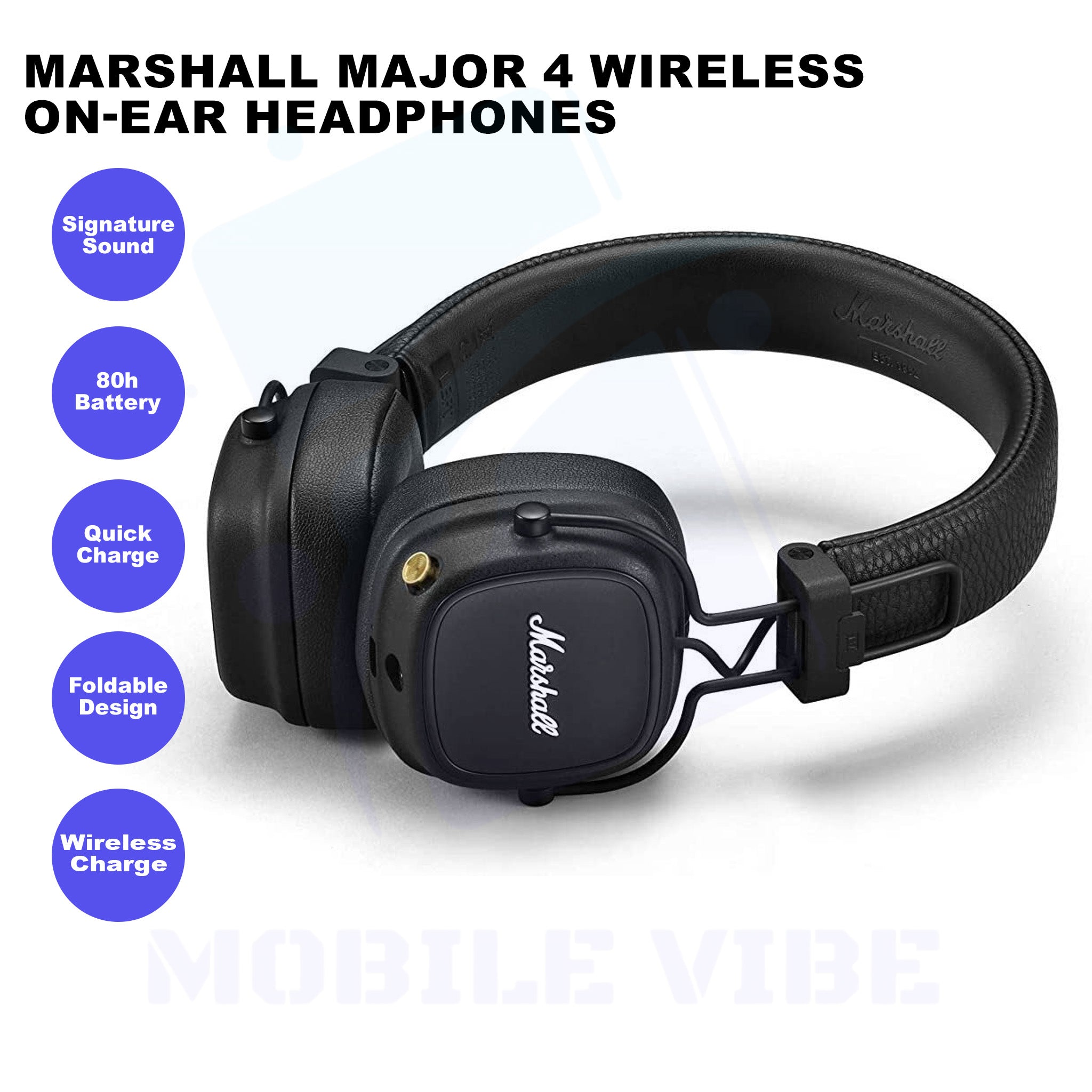 Marshall Major 4 Wireless Bluetooth On-Ear Headphones Features