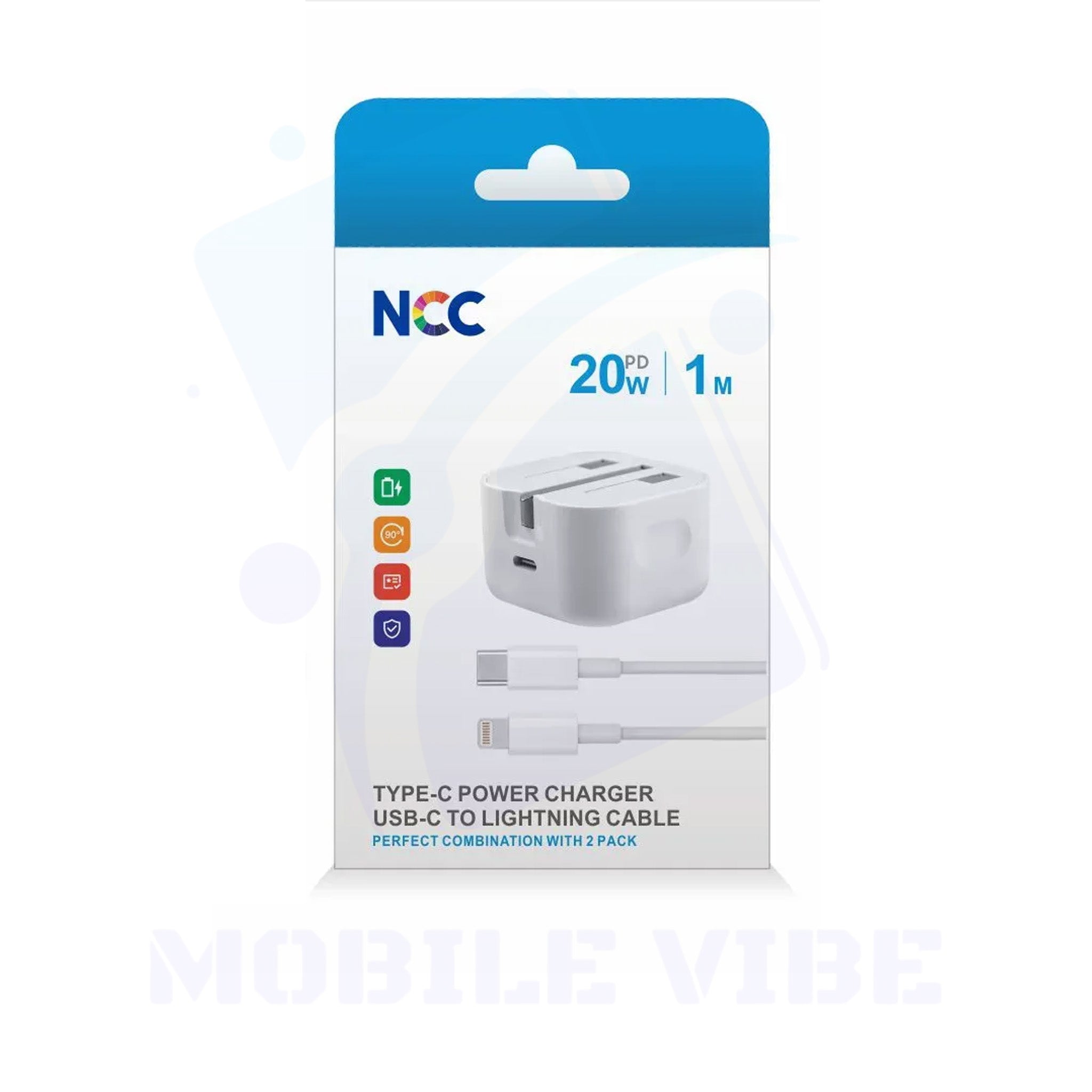 NCC 20W USB-C Charger with 1m Lightning Cable Combo Packed
