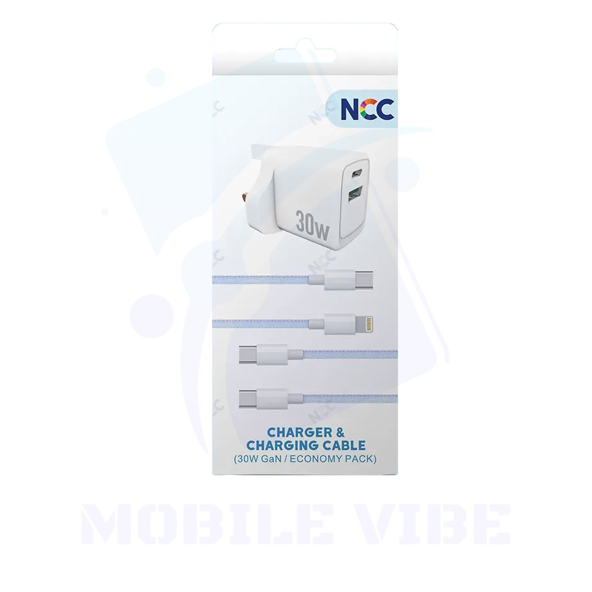 NCC 30W GaN Charger & Fast-Charging Macaron Cables Combo Packed