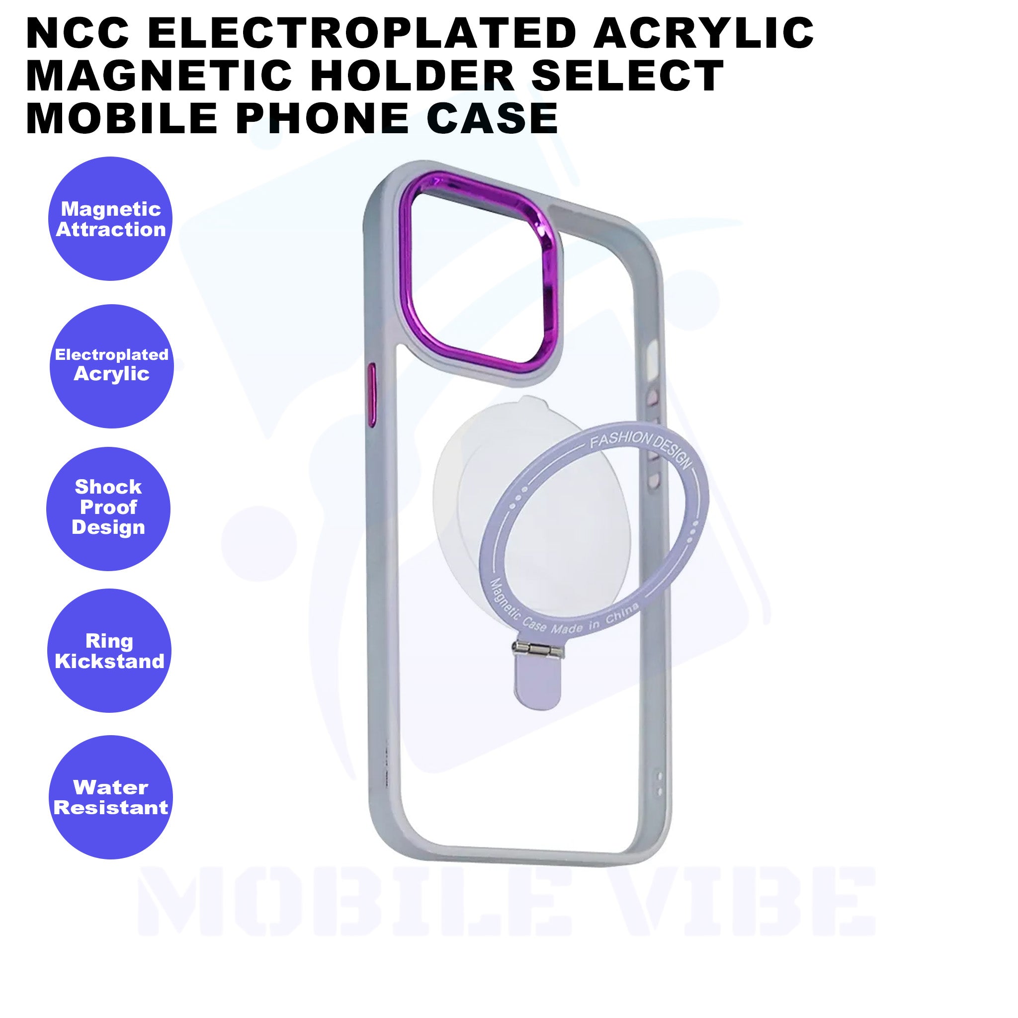 NCC Electroplated Acrylic Magnetic Holder Select Mobile Phone Case Features