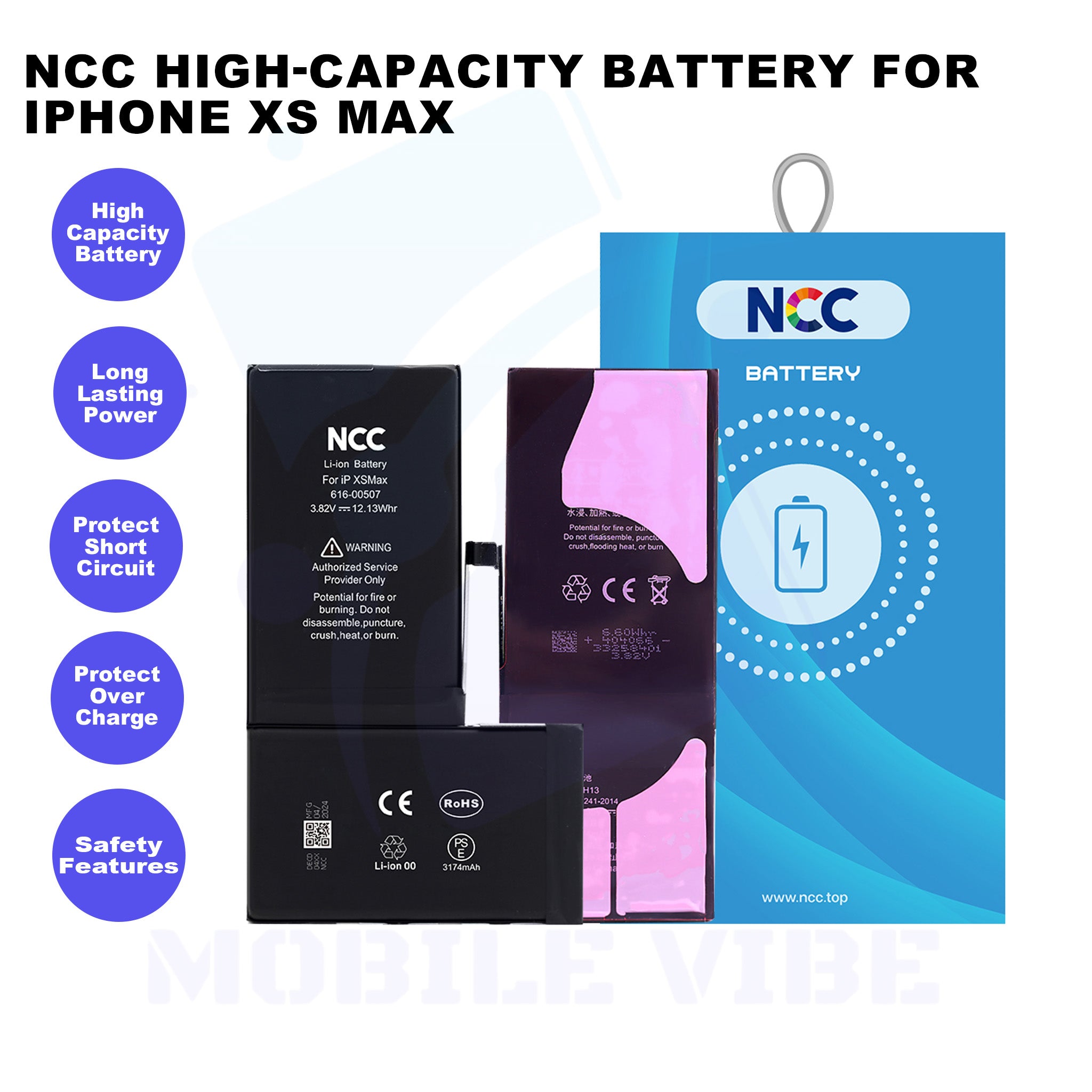 NCC High-Capacity Battery for iPhone XS Max Features