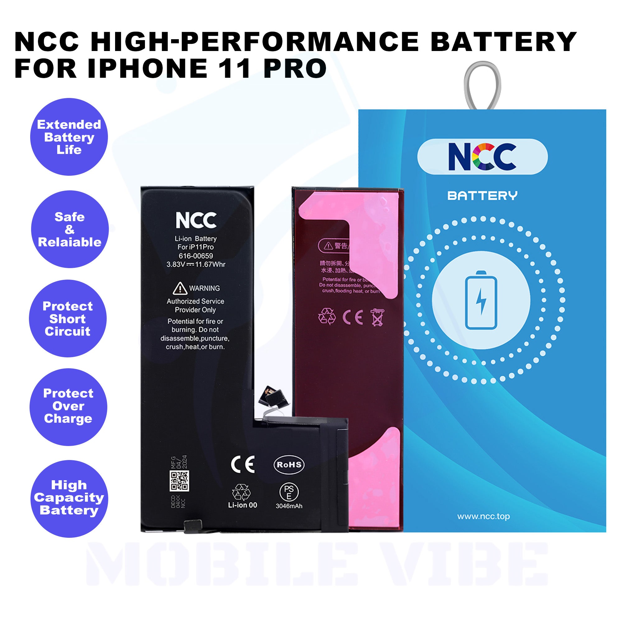 NCC High-Performance Battery for iPhone 11 Pro Features