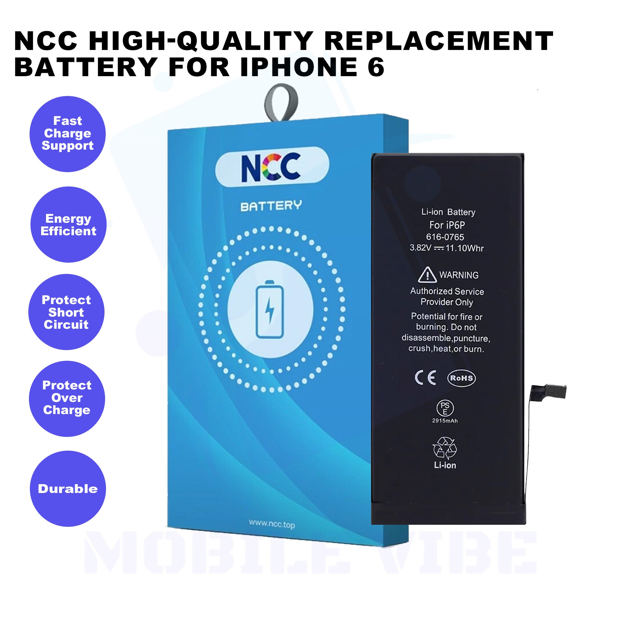 NCC High-Quality Replacement Battery for iPhone 6 Features