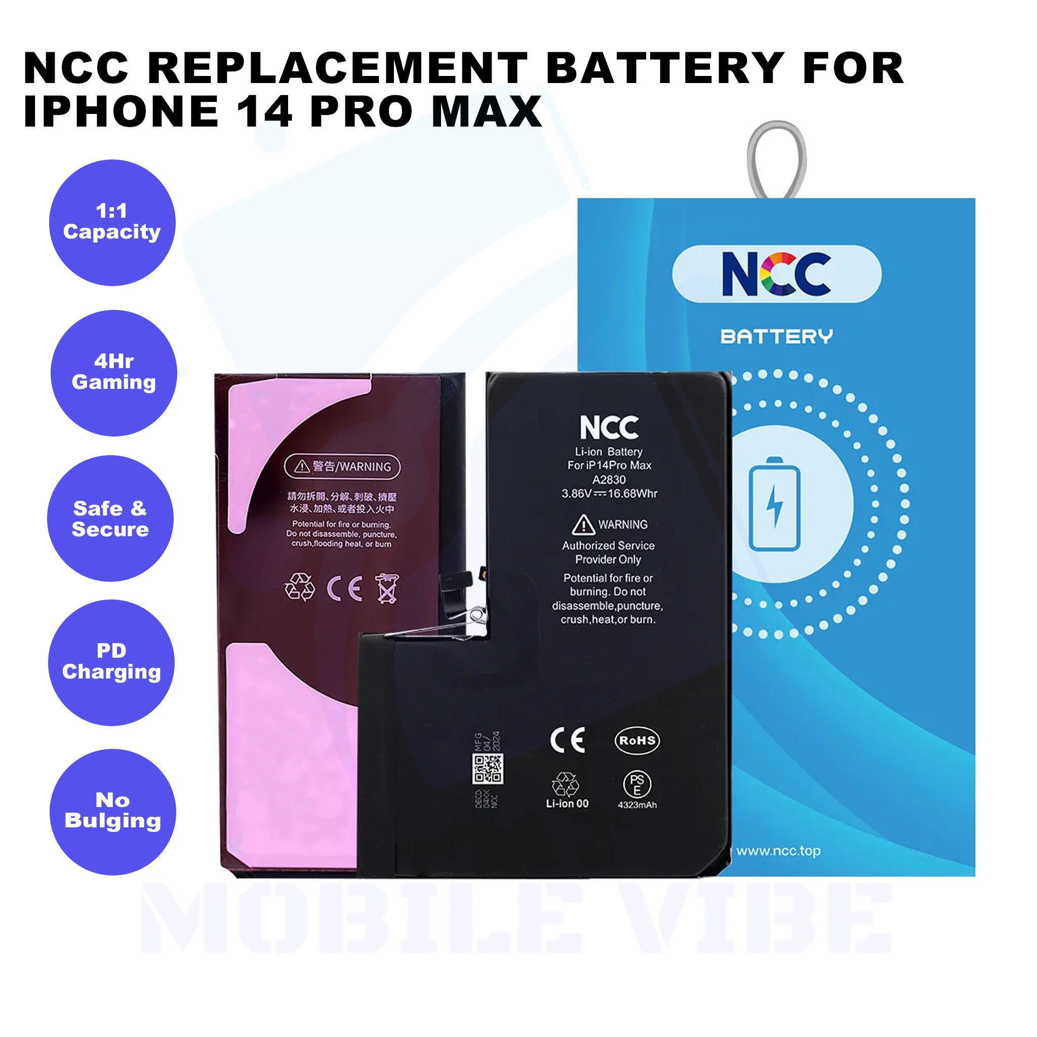 NCC Replacement Battery For iPhone 14 Pro Max Features