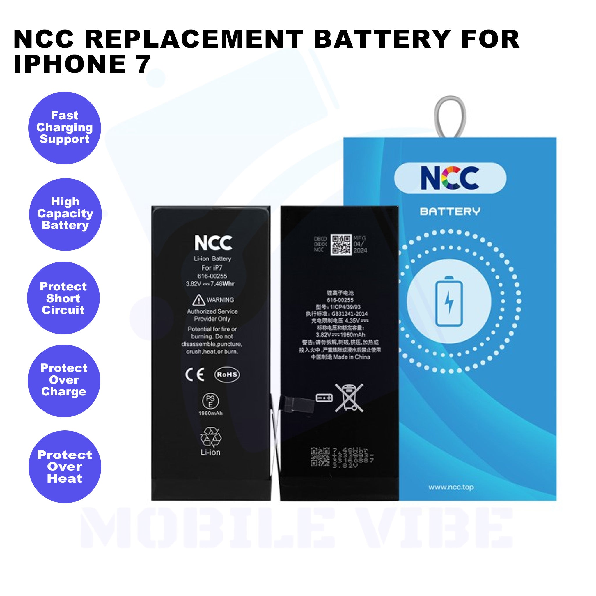 NCC Replacement Battery for iPhone 7 Features