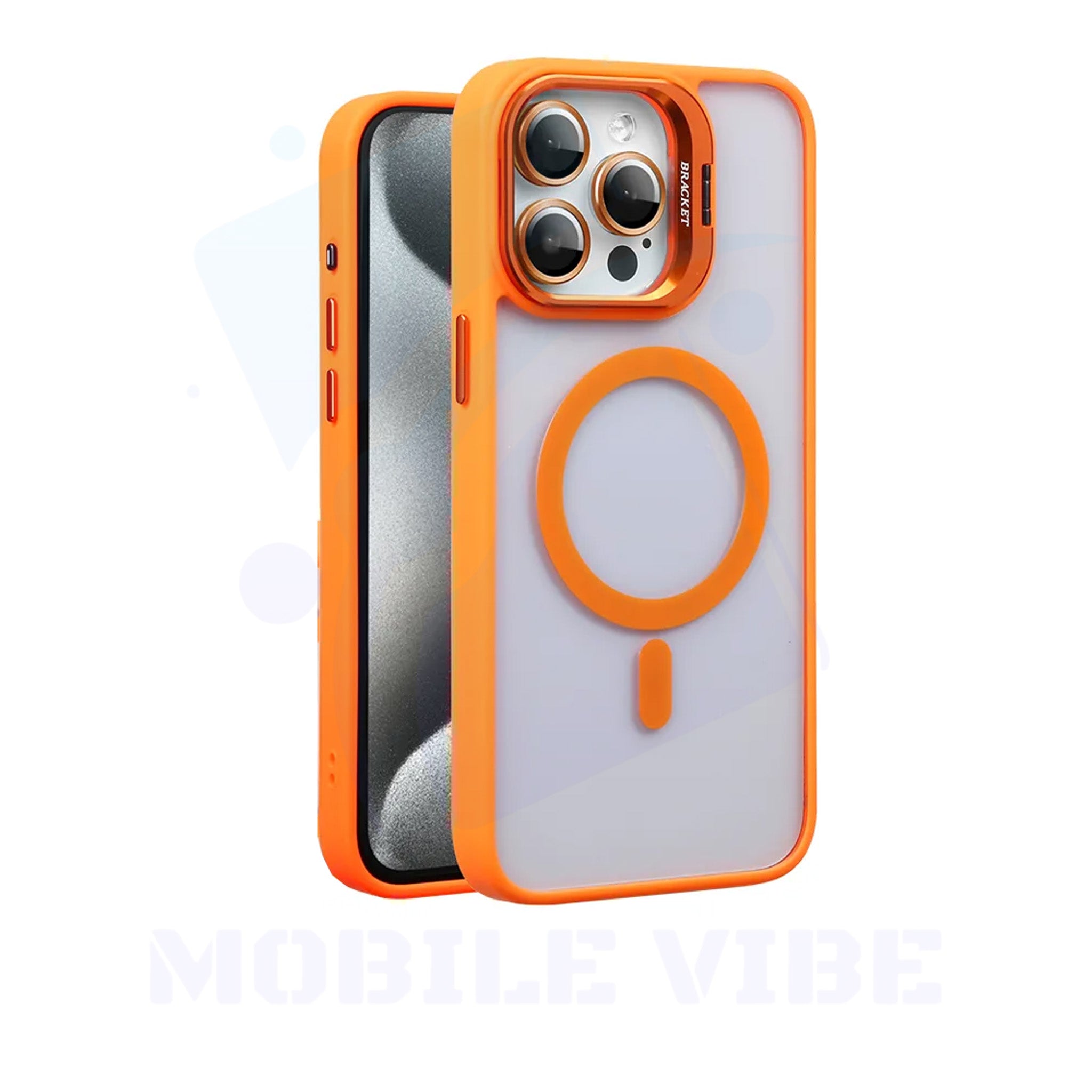 NCC Select Electroplated Acrylic Orange Colour Case with Magnetic Holder with phone