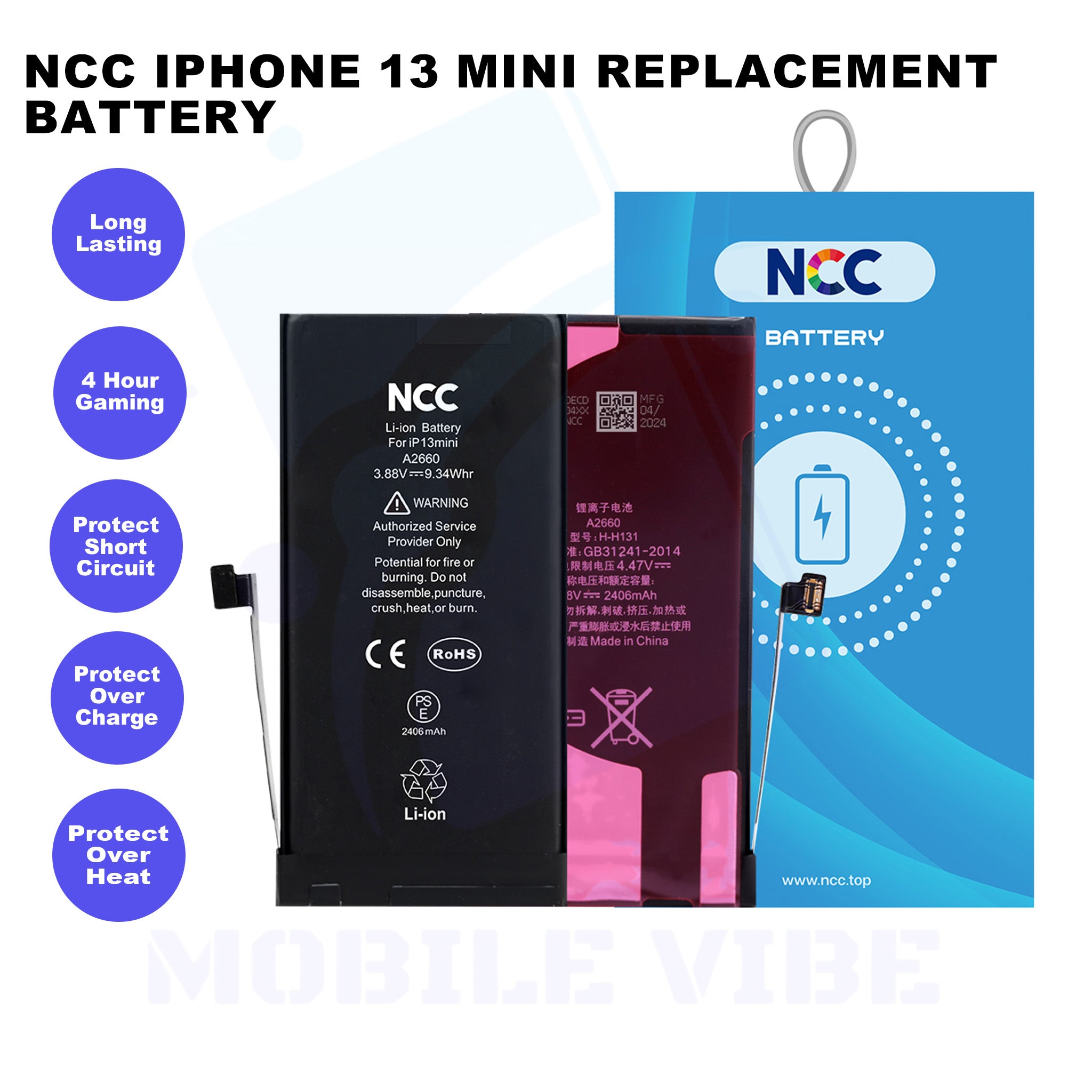 NCC iPhone 13 Mini Replacement Battery Features