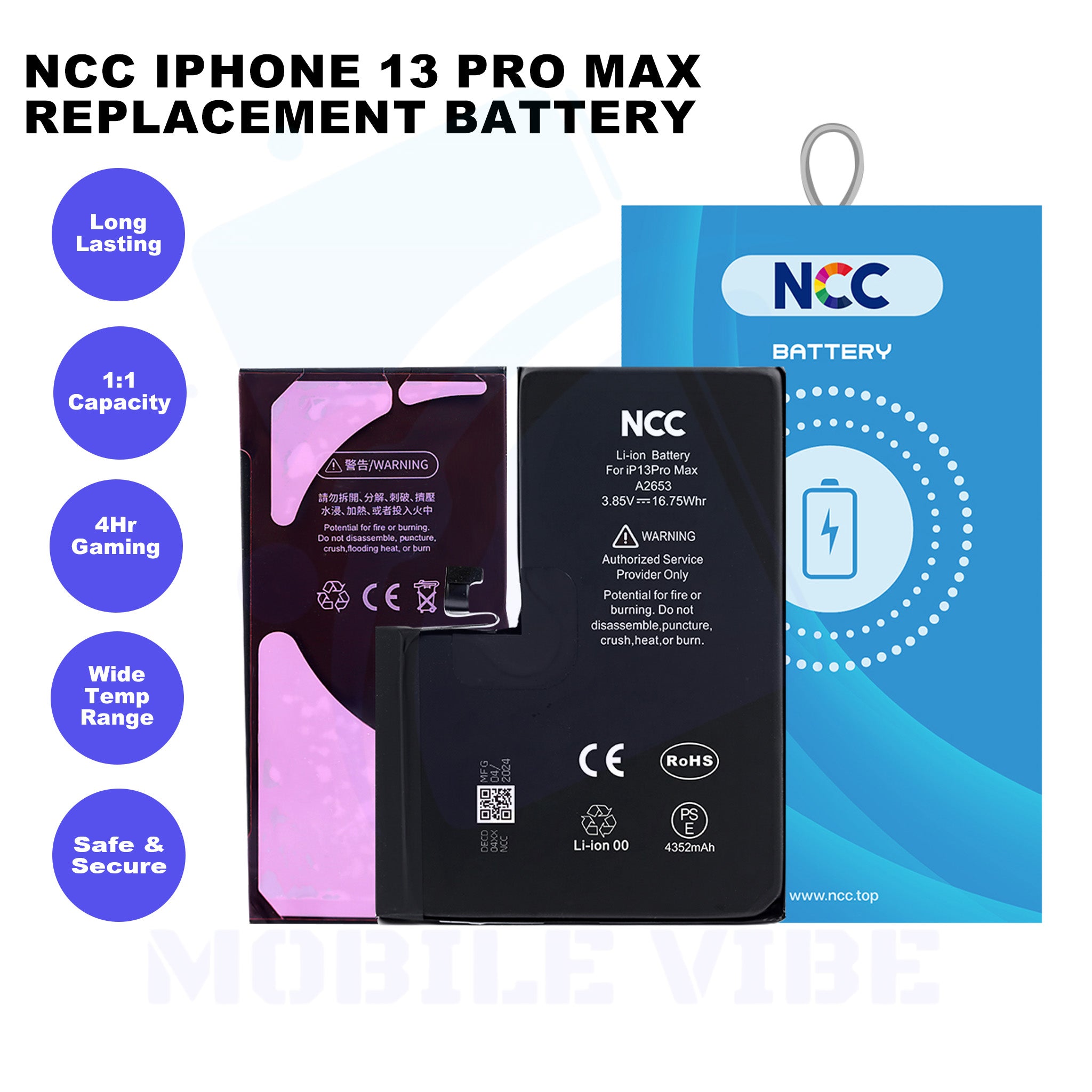 NCC iPhone 13 Pro Max Replacement Battery Features