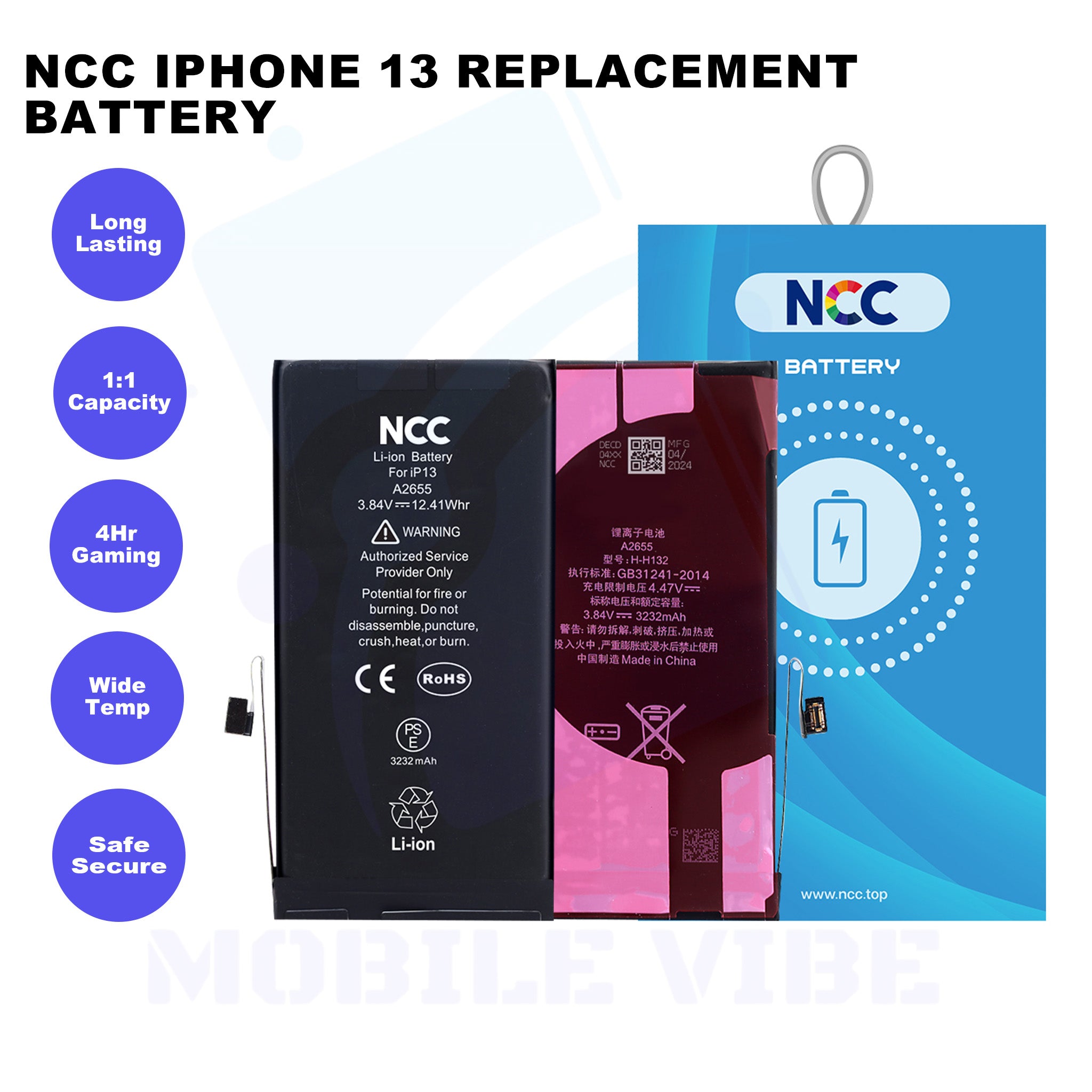 NCC iPhone 13 Replacement Battery Features