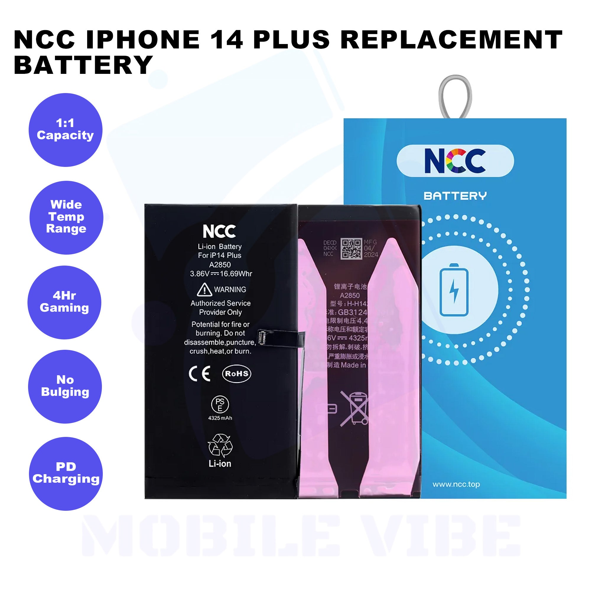 NCC iPhone 14 Plus Replacement Battery Features