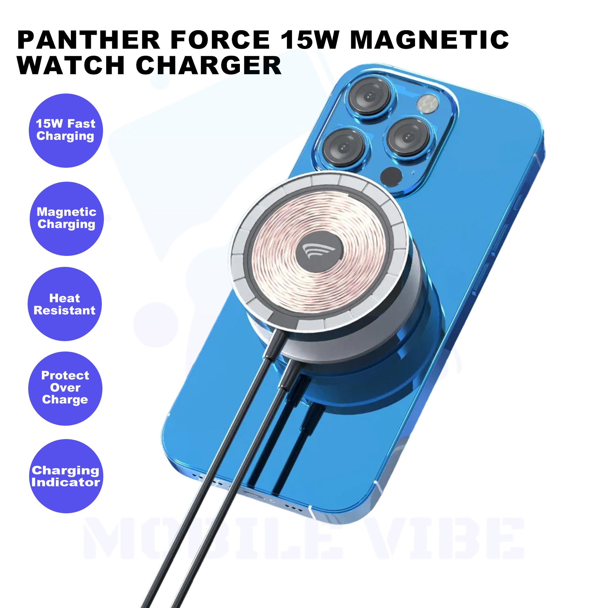 Panther Force 15W Magnetic Watch Charger Features