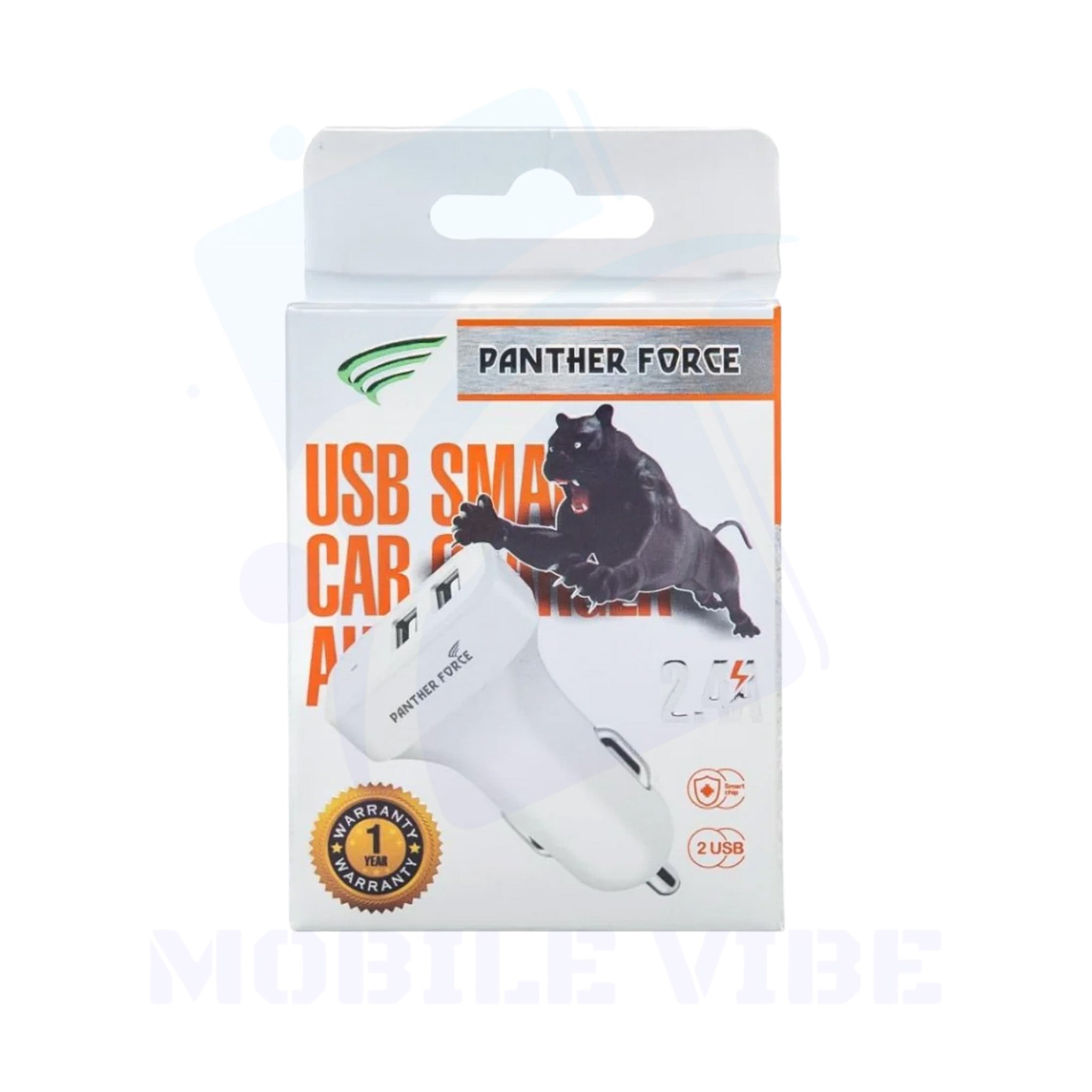 Panther Force 2.4A Dual USB Car Charger Packed
