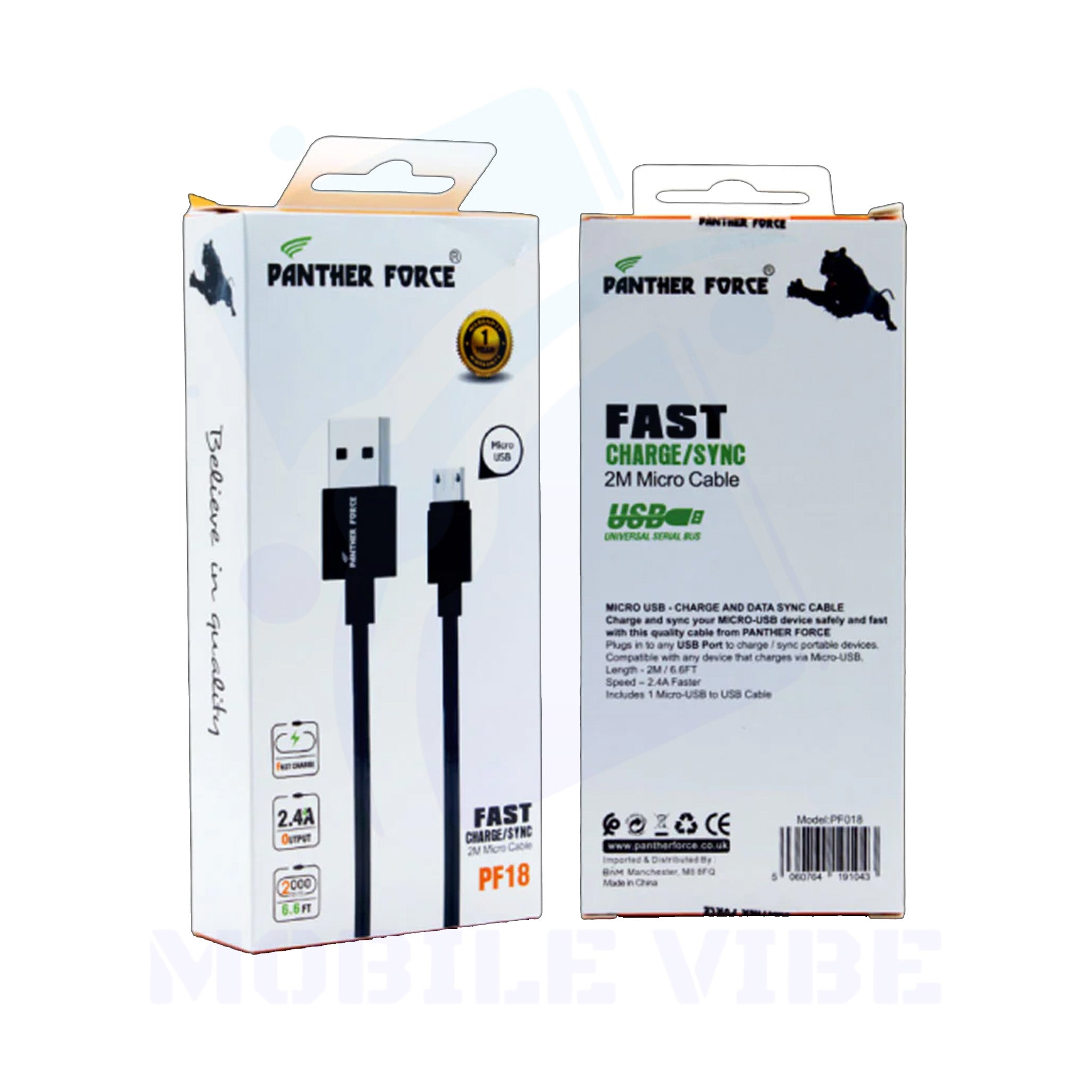 Panther Force 2M Micro USB Cable Packed