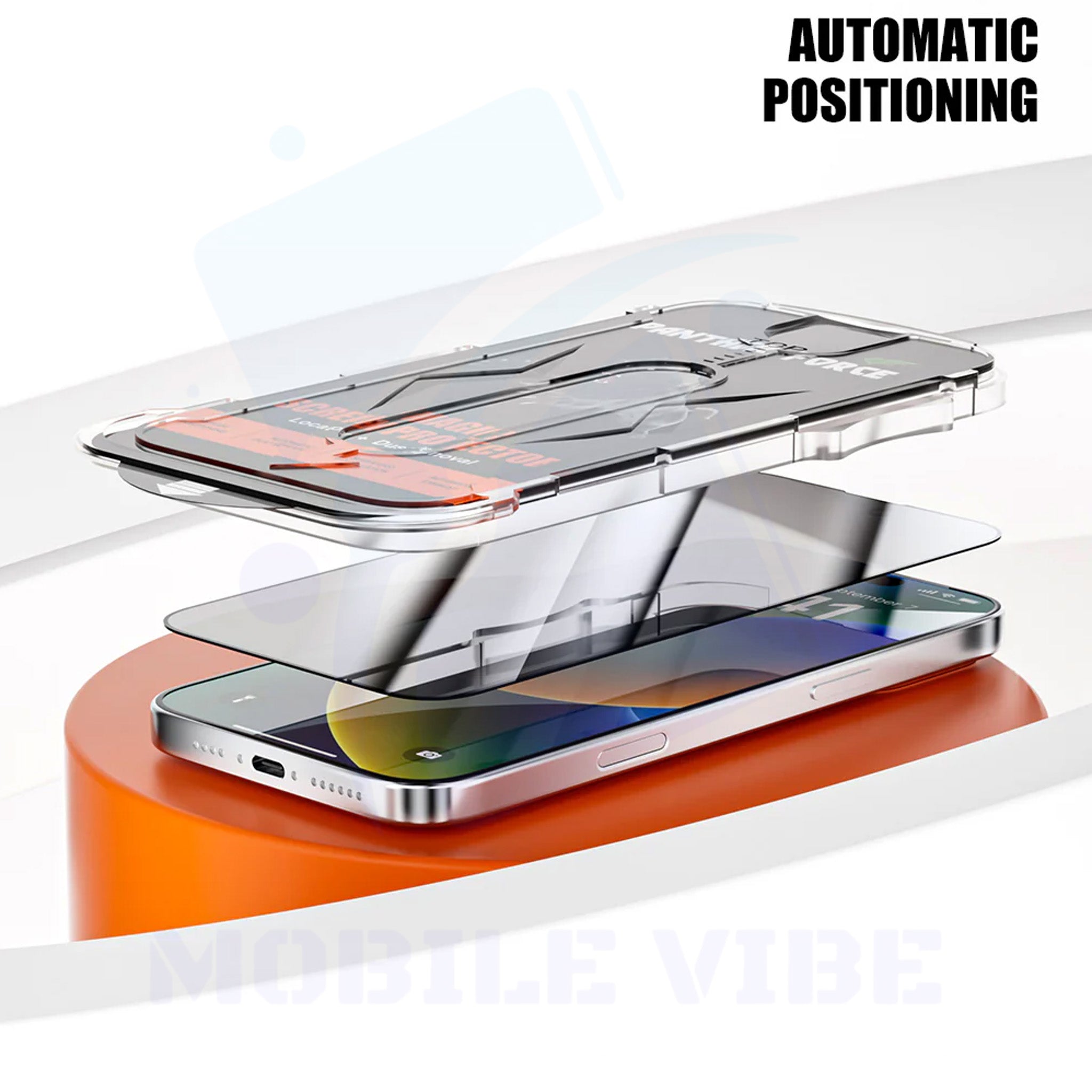 Panther Force 8K Magic Glass Box Screen Protector with Privacy & Alignment Cover for iPhone 16 automatic fit