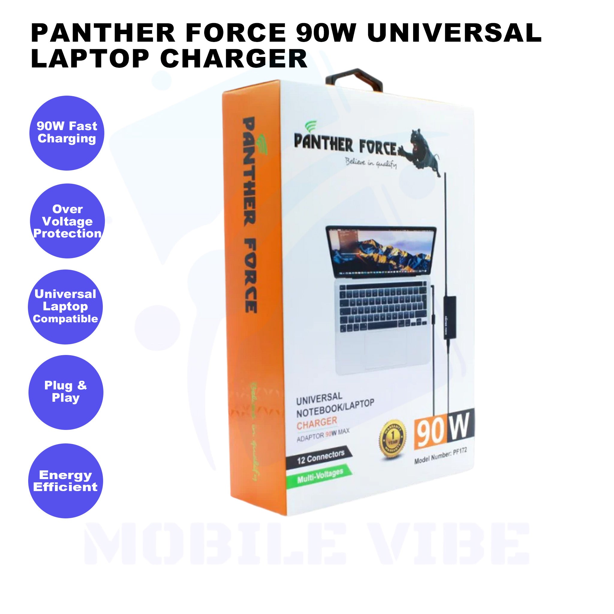 Panther Force 90W Universal Laptop Charger Features