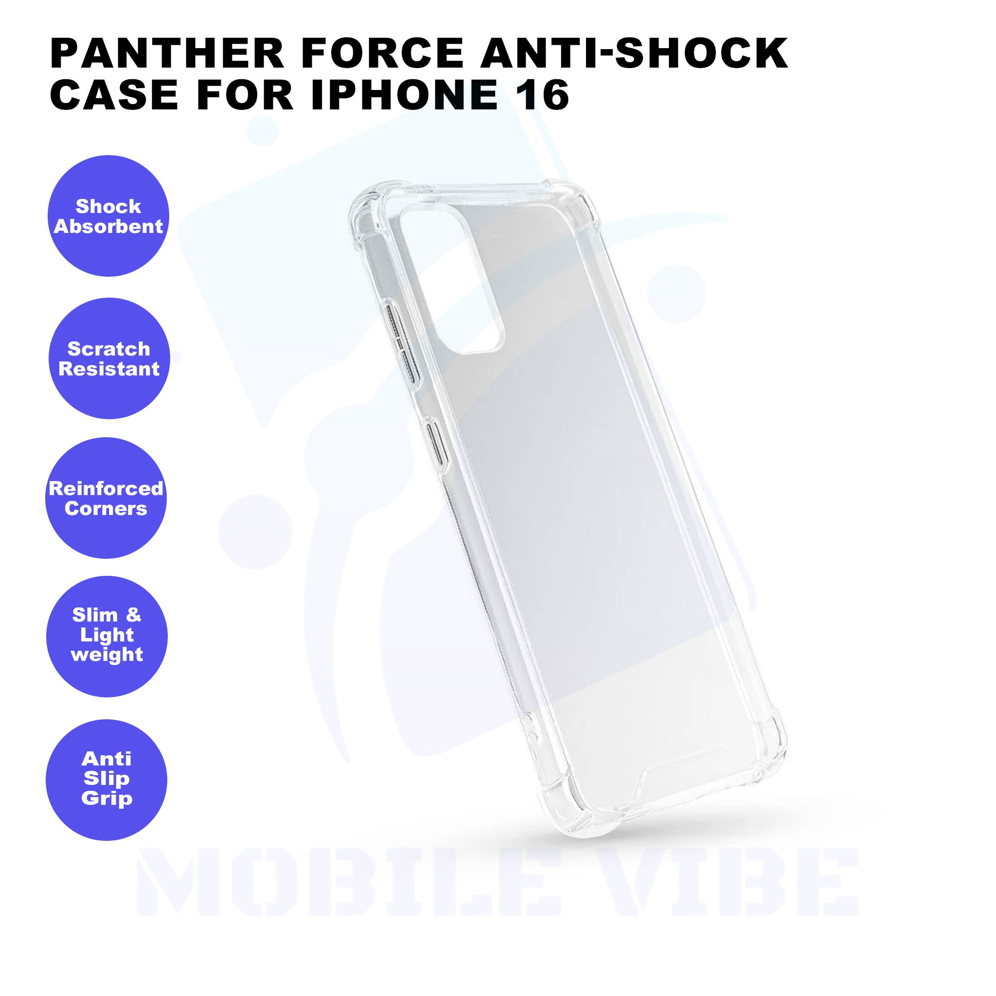 Panther Force Anti-Shock Case for iPhone 16 | Scratch-Resistant Material Features